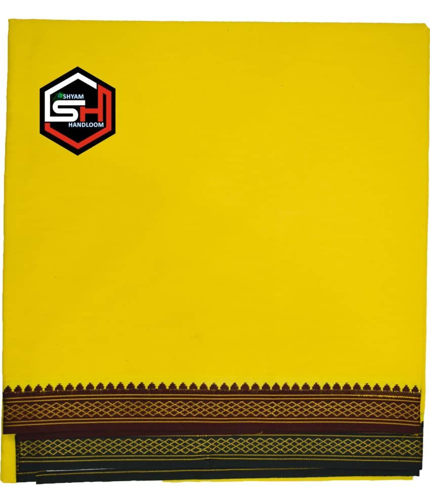 Shyam Handloom Cotton Men's Dhoti Yellow ( Pack of 1 )