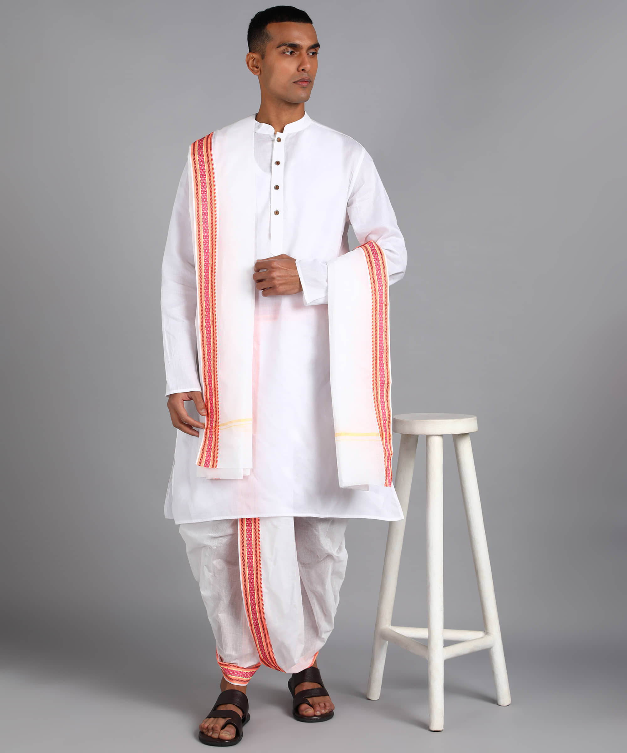 Shyam Handloom Cotton Men's Dhoti White ( Pack of 1 )