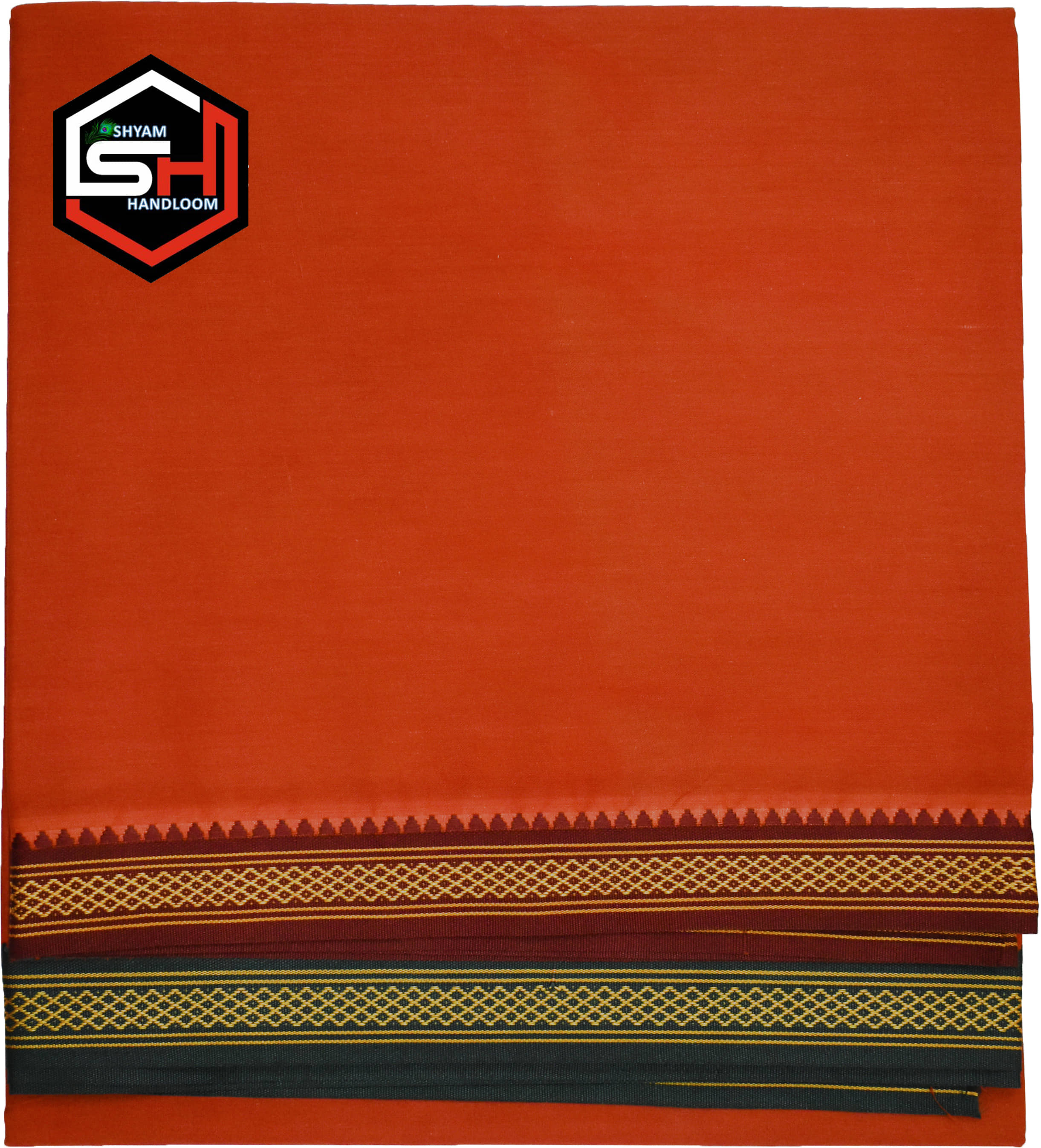 Shyam Handloom Cotton Men's Dhoti Orange ( Pack of 1 )