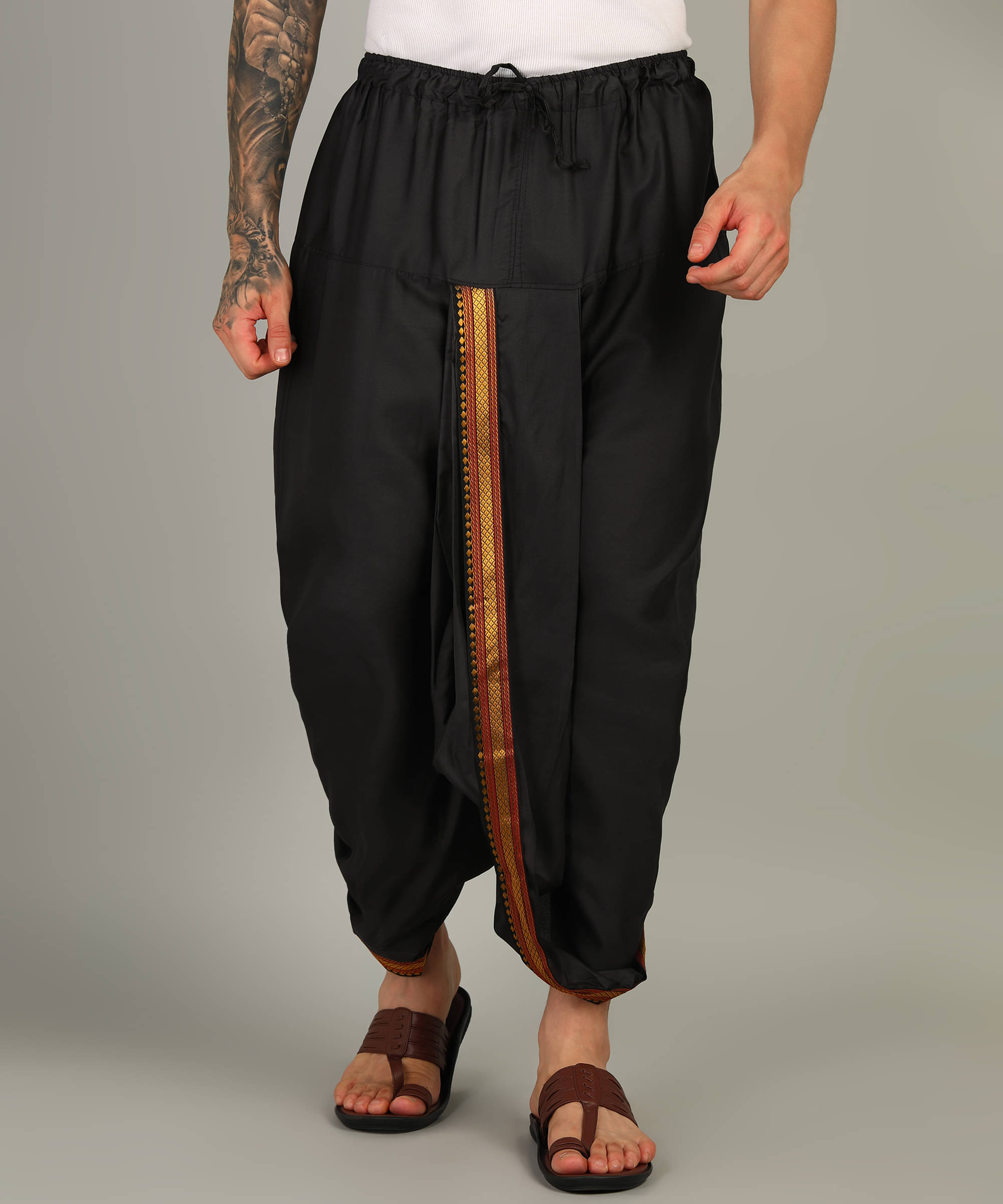 Shyam Handloom Silk Men's Dhoti Black ( Pack of 1 ) Shyam Handloom Silk Men's Dhoti Black ( Pack of 1 )