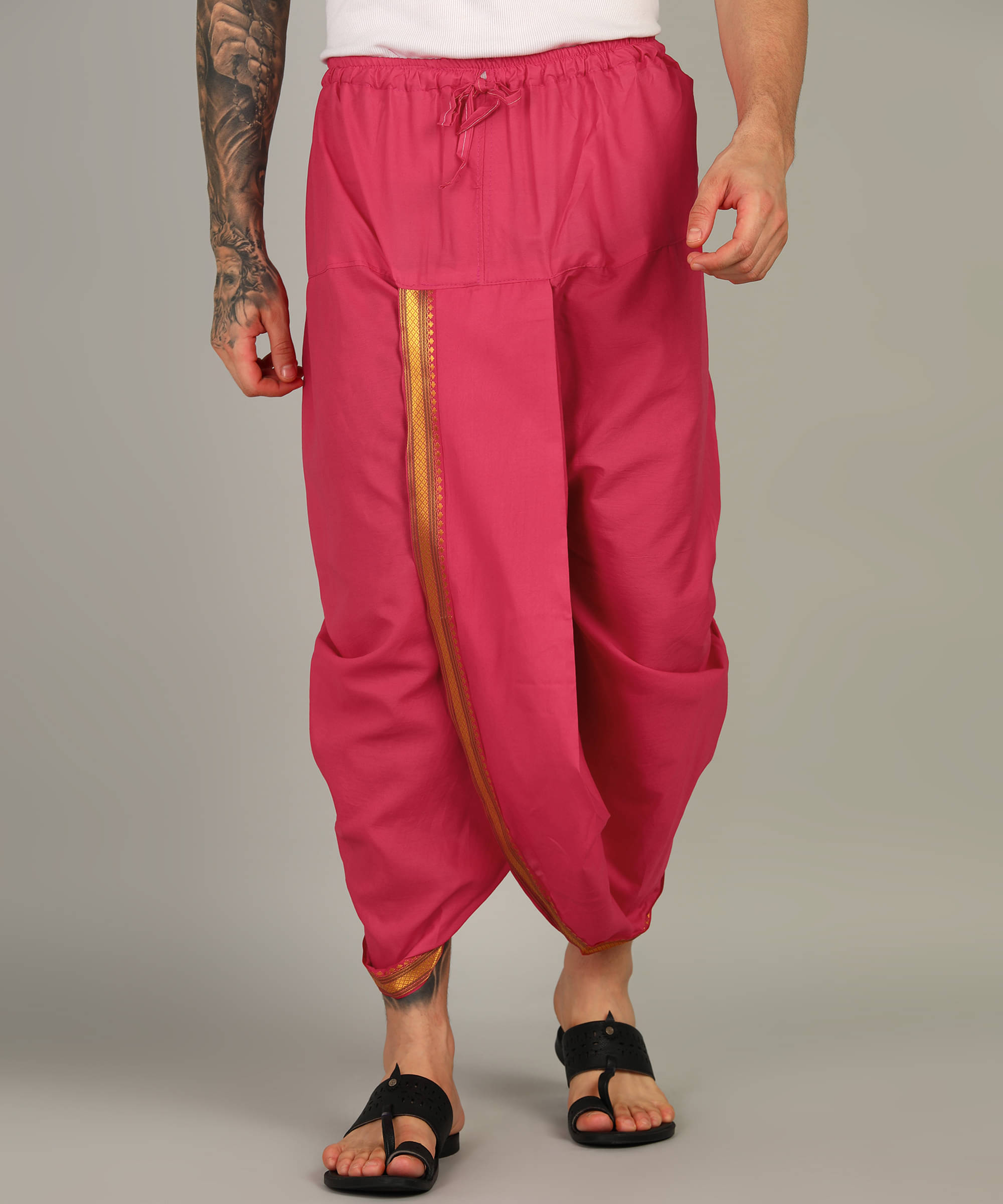     			Shyam Handloom Silk Men's Dhoti Pink ( Pack of 1 )