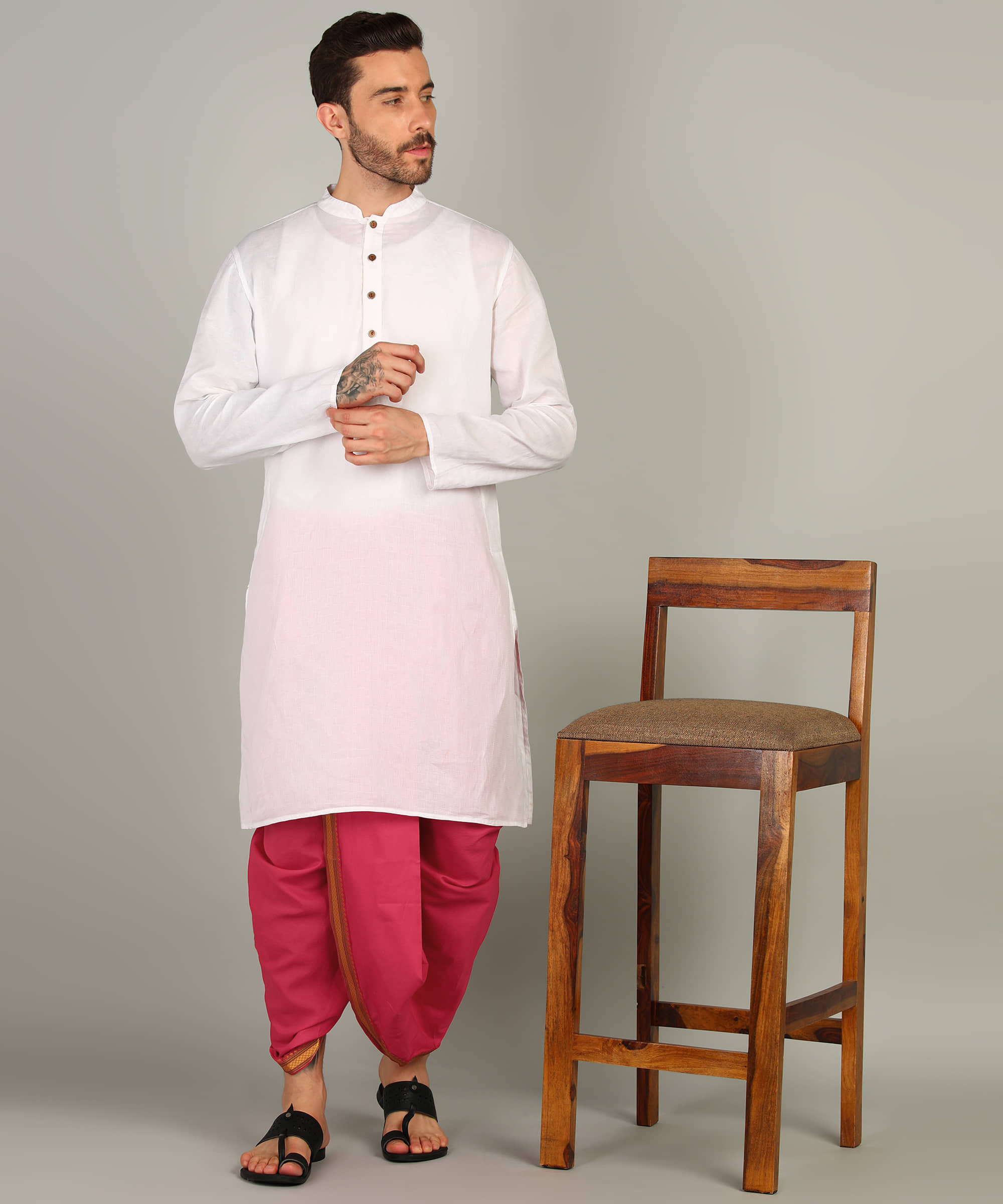 Shyam Handloom Silk Men's Dhoti Gold ( Pack of 1 )