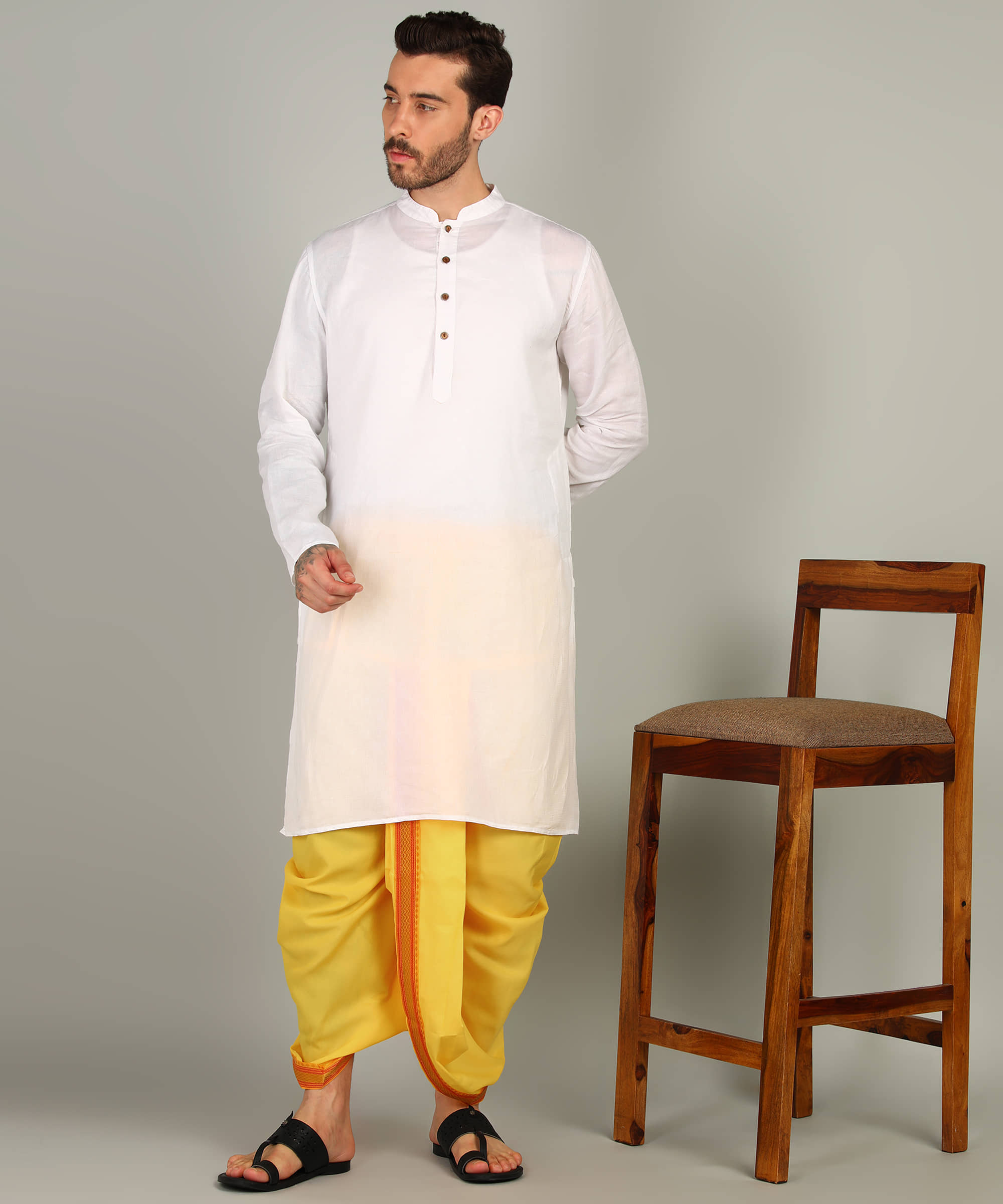 Shyam Handloom Silk Men's Dhoti Gold ( Pack of 1 )