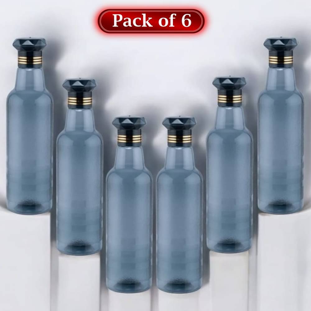     			Stysol Water Bottels Black Plastic Water Bottle 1000 mL ( Set of 6 )