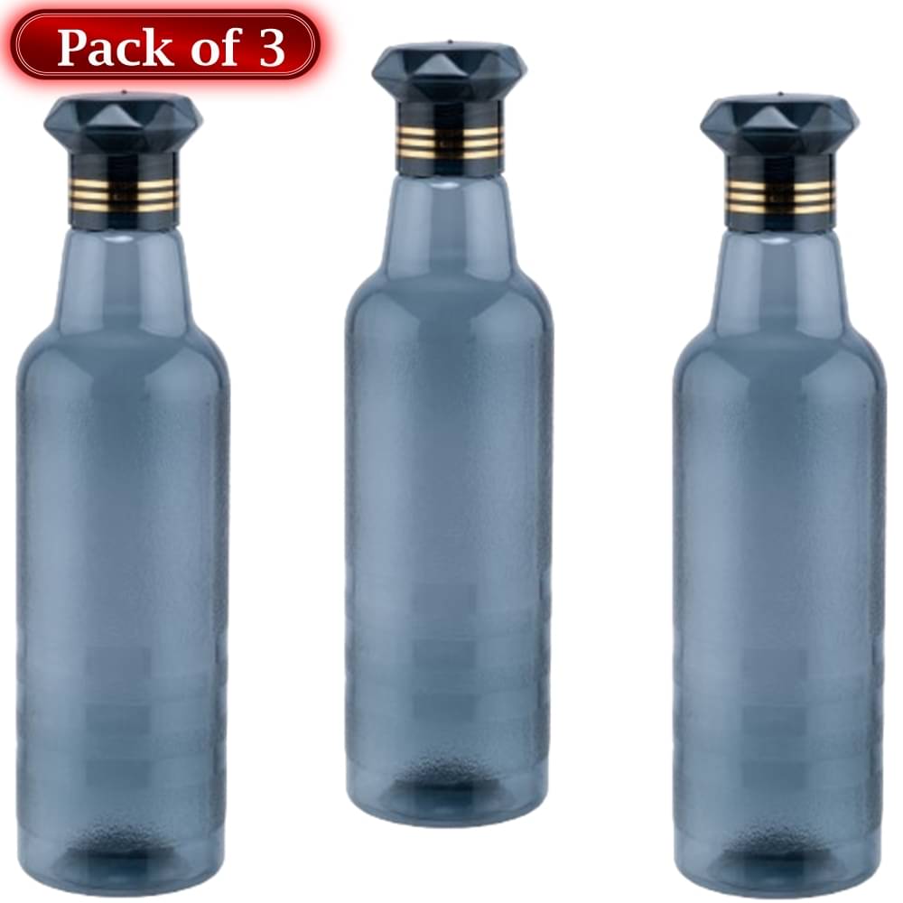     			Stysol Water Bottels Black Plastic School Water Bottle 1000 mL ( Set of 3 )