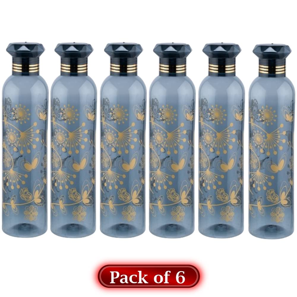     			Stysol Water Bottels Black Plastic Water Bottle 1000 mL ( Set of 6 )