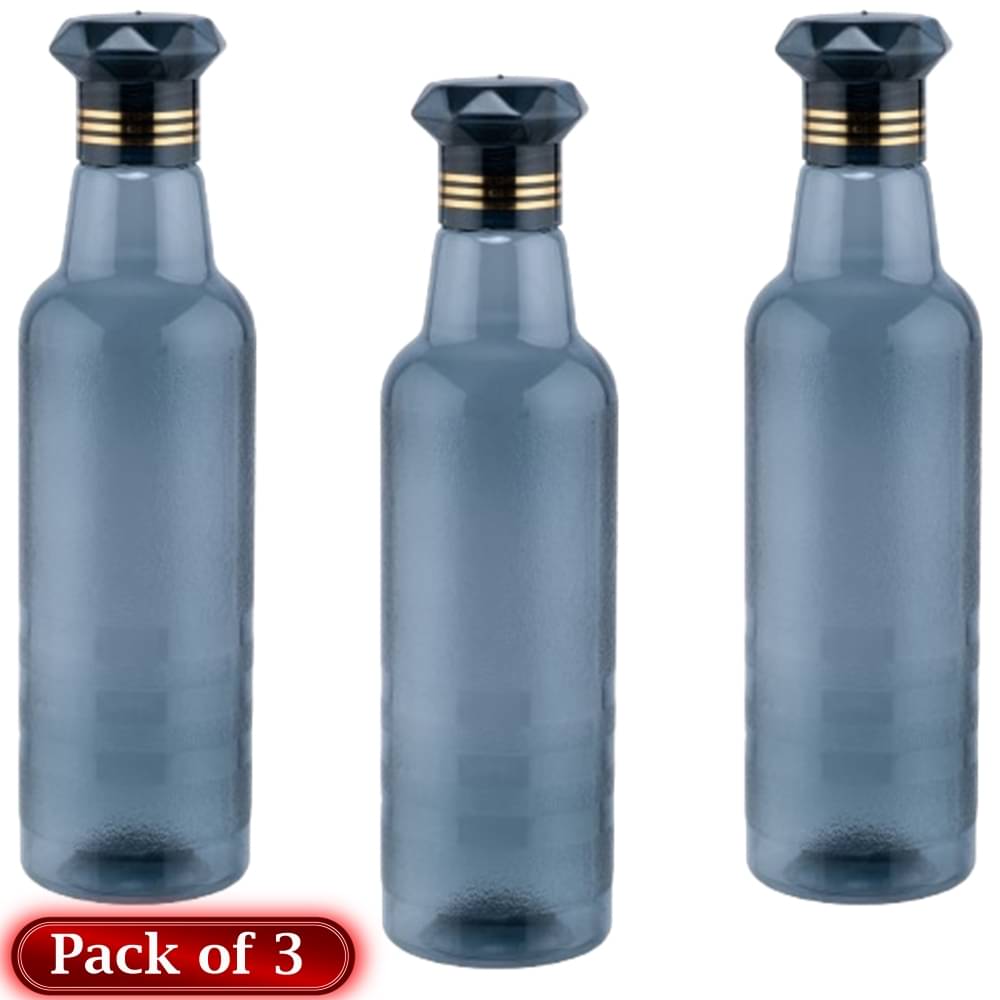    			Stysol Water Bottels Black Plastic Water Bottle 1000 mL ( Set of 3 )