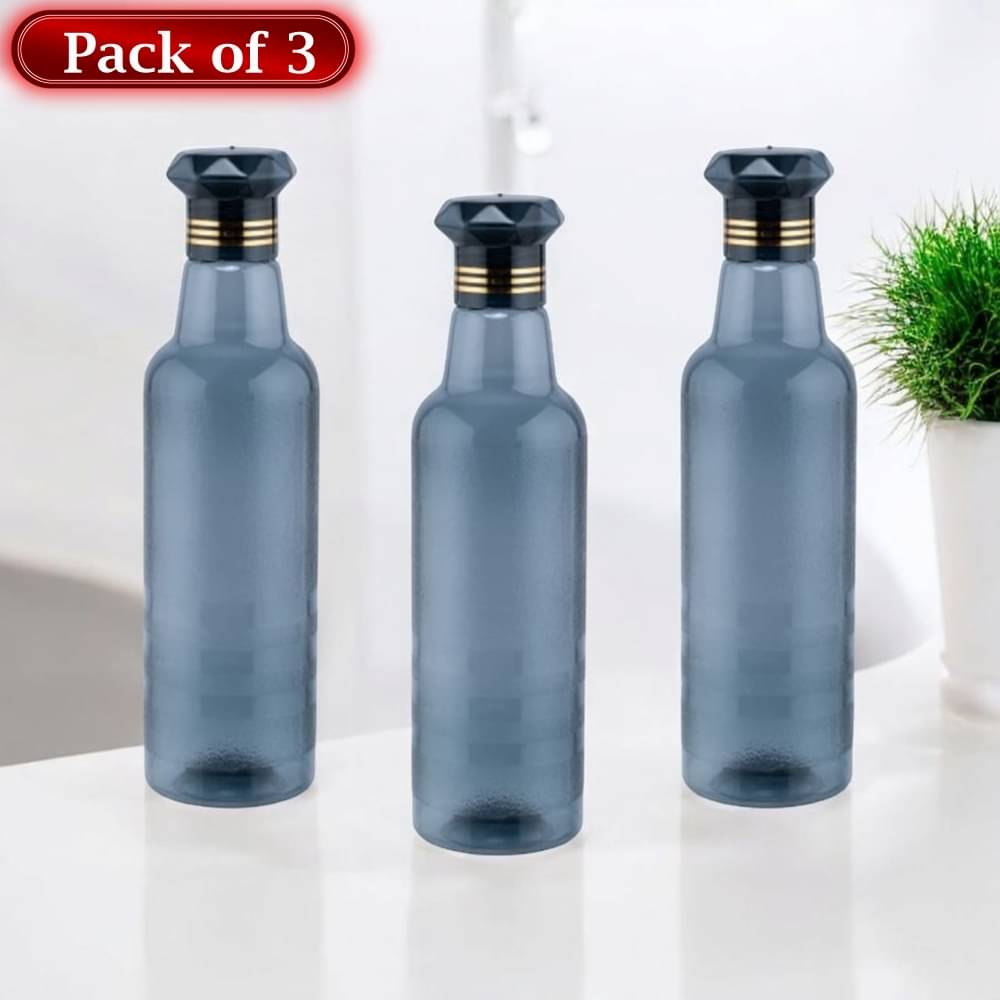     			Stysol Water Bottels Black Plastic Water Bottle 1000 mL ( Set of 3 )