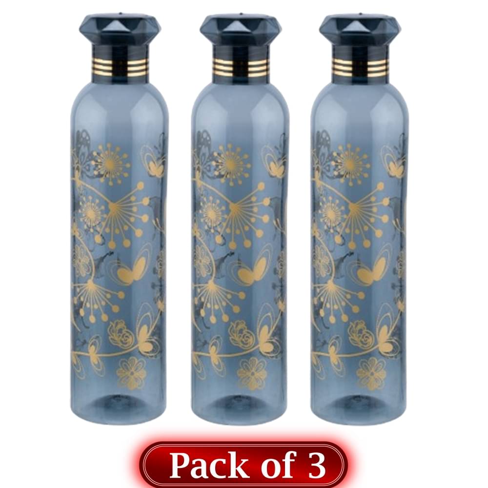     			Stysol Water Bottels Black Plastic Water Bottle 1000 mL ( Set of 3 )