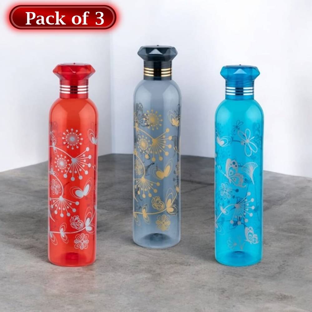 Stysol Water Bottels Multicolour Plastic School Water Bottle 1000 mL ( Set of 3 ) Stysol Water Bottels Multicolour Plastic School Water Bottle 1000 mL ( Set of 3 )