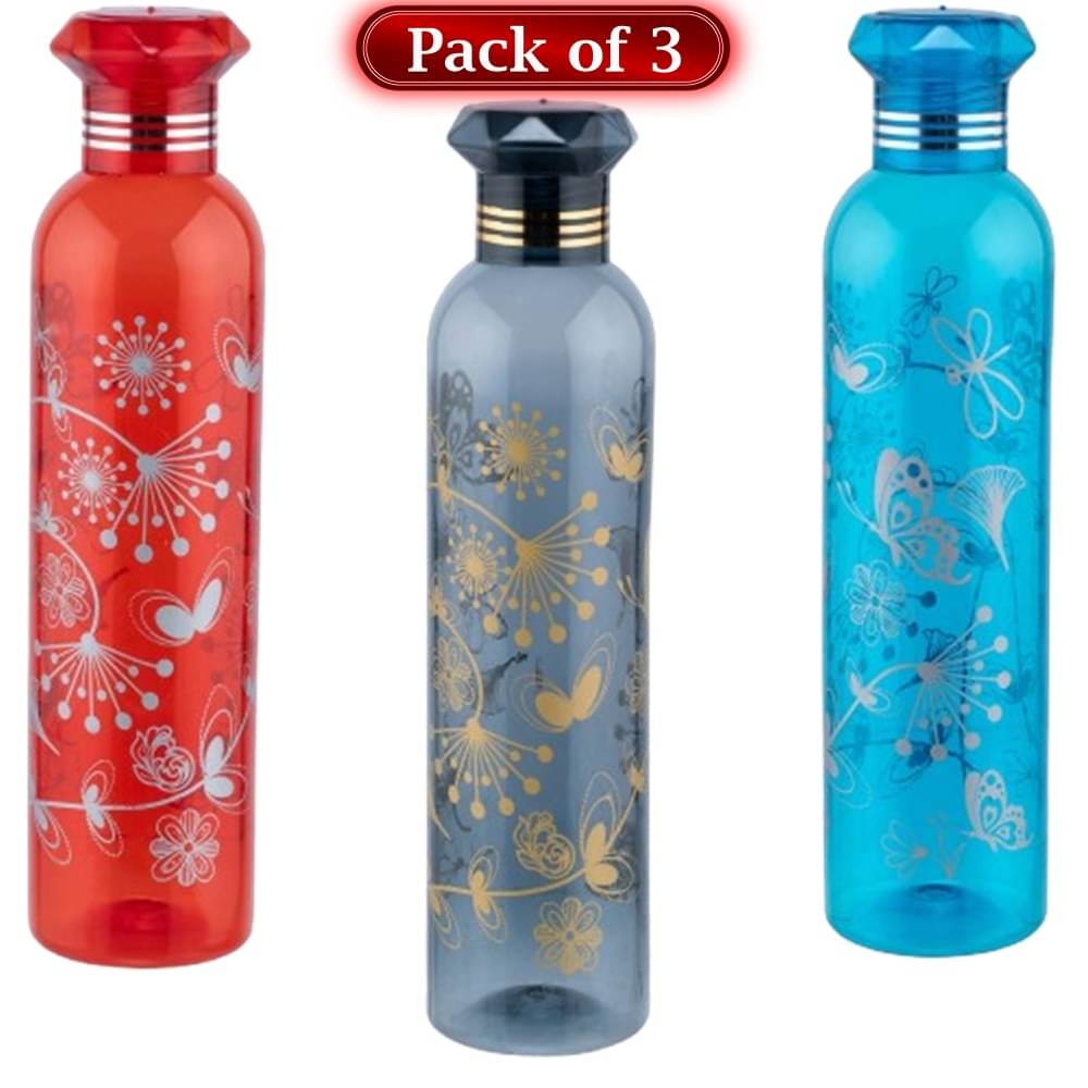 Stysol Water Bottels Multicolour Plastic Water Bottle 1000 mL ( Set of 3 ) Stysol Water Bottels Multicolour Plastic Water Bottle 1000 mL ( Set of 3 )