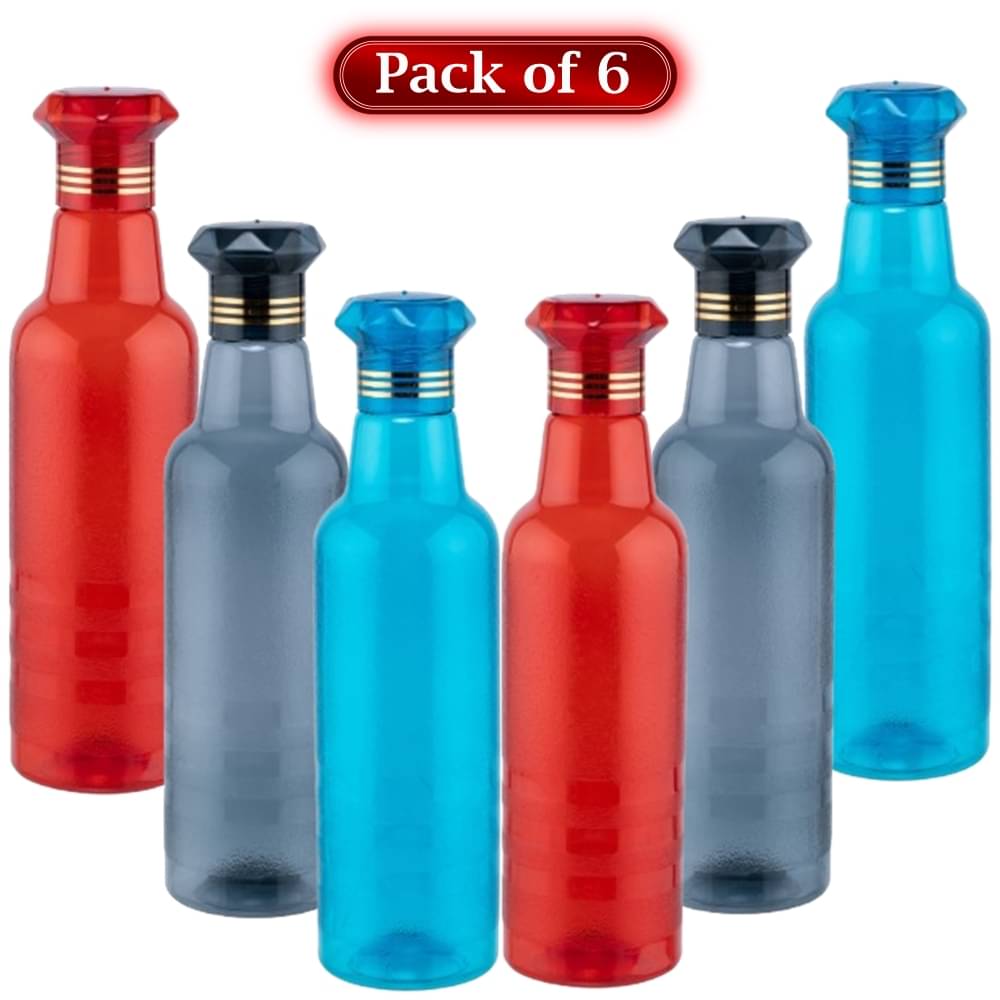 Stysol Water Bottels Multicolour Plastic Water Bottle 1000 mL ( Set of 6 ) Stysol Water Bottels Multicolour Plastic Water Bottle 1000 mL ( Set of 6 )