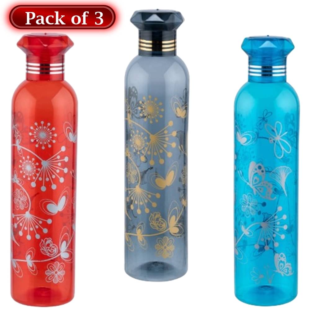 Stysol Water Bottels Multicolour Plastic School Water Bottle 1000 mL ( Set of 3 ) Stysol Water Bottels Multicolour Plastic School Water Bottle 1000 mL ( Set of 3 )