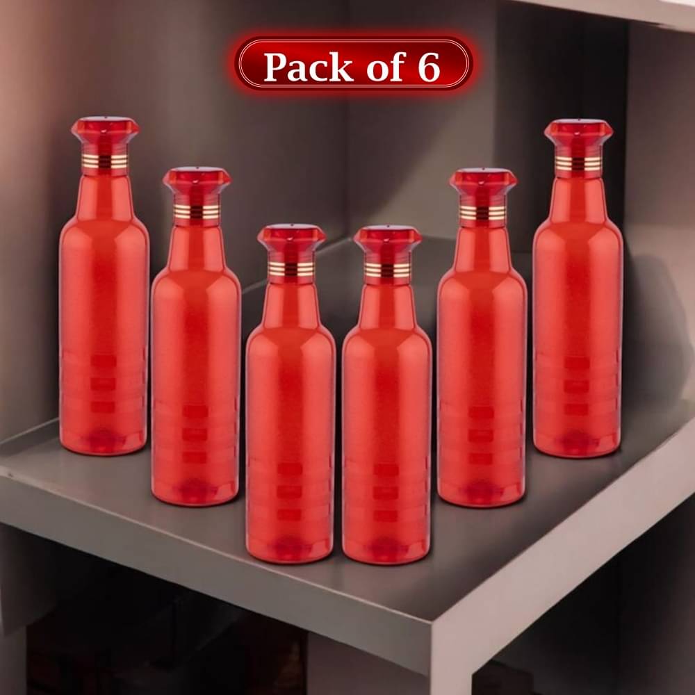     			Stysol Water Bottels Red Plastic Water Bottle 1000 mL ( Set of 6 )