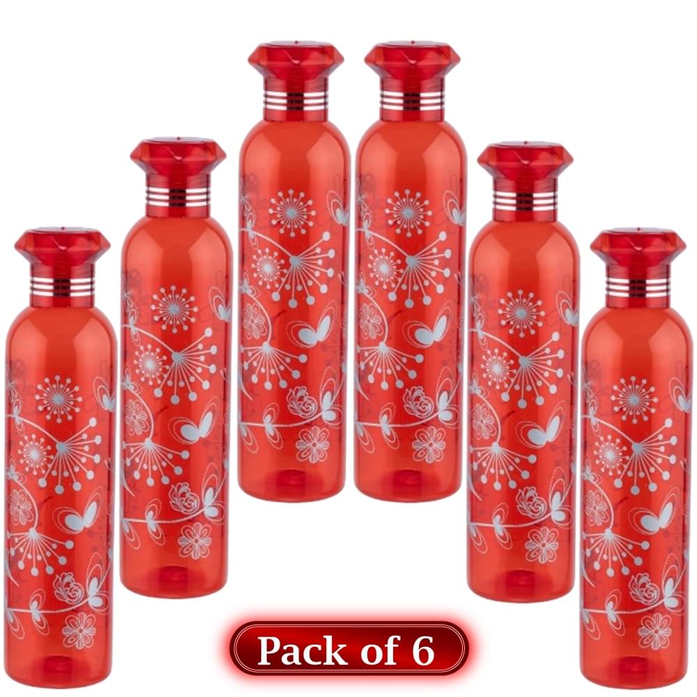 Stysol Water Bottels Red Plastic Fridge Water Bottle 1000 mL ( Set of 6 ) Stysol Water Bottels Red Plastic Fridge Water Bottle 1000 mL ( Set of 6 )