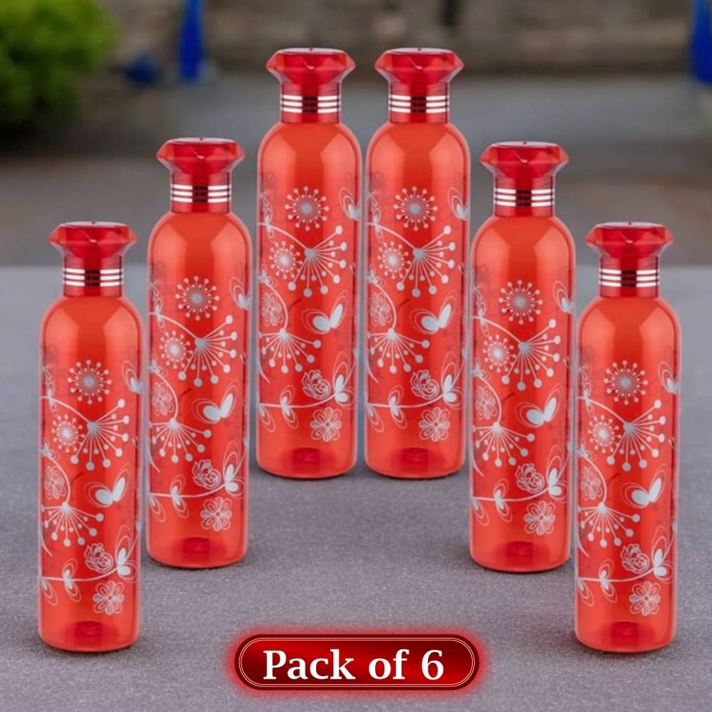     			Stysol Water Bottels Red Plastic Water Bottle 1000 mL ( Set of 6 )
