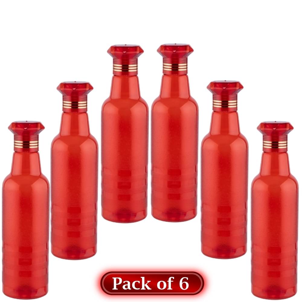     			Stysol Water Bottels Red Plastic Water Bottle 1000 mL ( Set of 6 )
