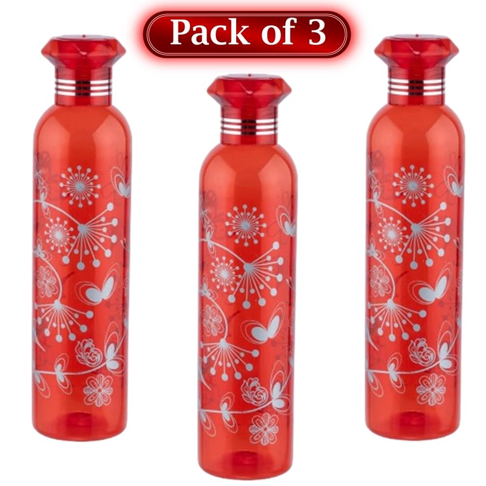 Stysol Water Bottels Red Plastic Fridge Water Bottle 1000 mL ( Set of 3 ) Stysol Water Bottels Red Plastic Fridge Water Bottle 1000 mL ( Set of 3 )