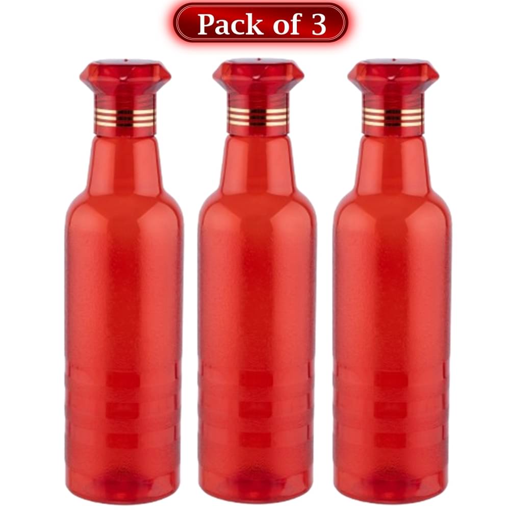     			Stysol Water Bottels Red Plastic Water Bottle 1000 mL ( Set of 3 )