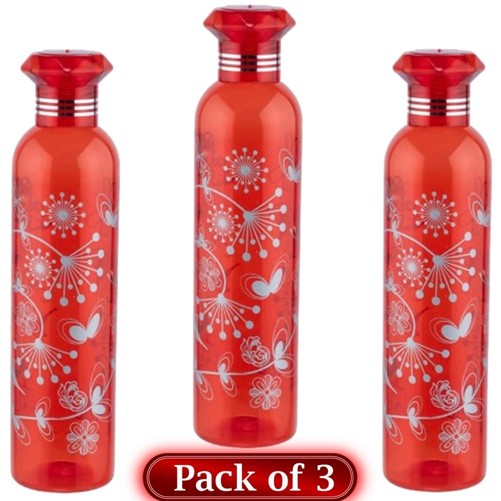     			Stysol Water Bottels Red Plastic Water Bottle 1000 mL ( Set of 3 )