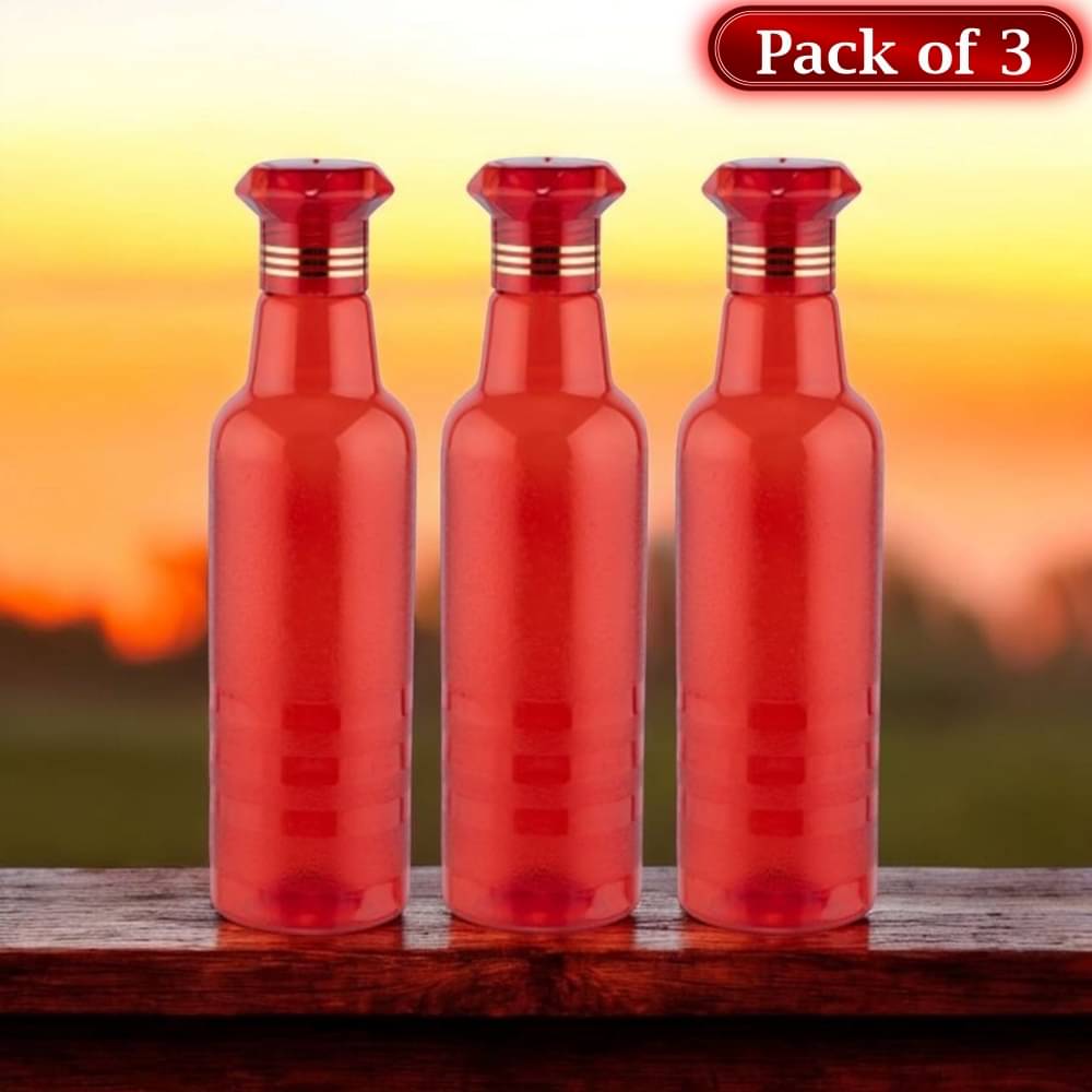 Stysol Water Bottels Red Plastic Fridge Water Bottle 1000 mL ( Set of 3 ) Stysol Water Bottels Red Plastic Fridge Water Bottle 1000 mL ( Set of 3 )