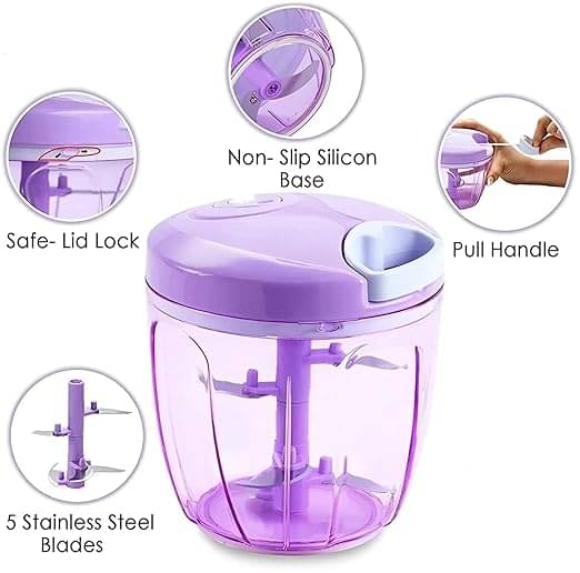     			Swaraa Kitchenware Purple Plastic Mannual Chopper 1000 ml ( Pack of 1 )