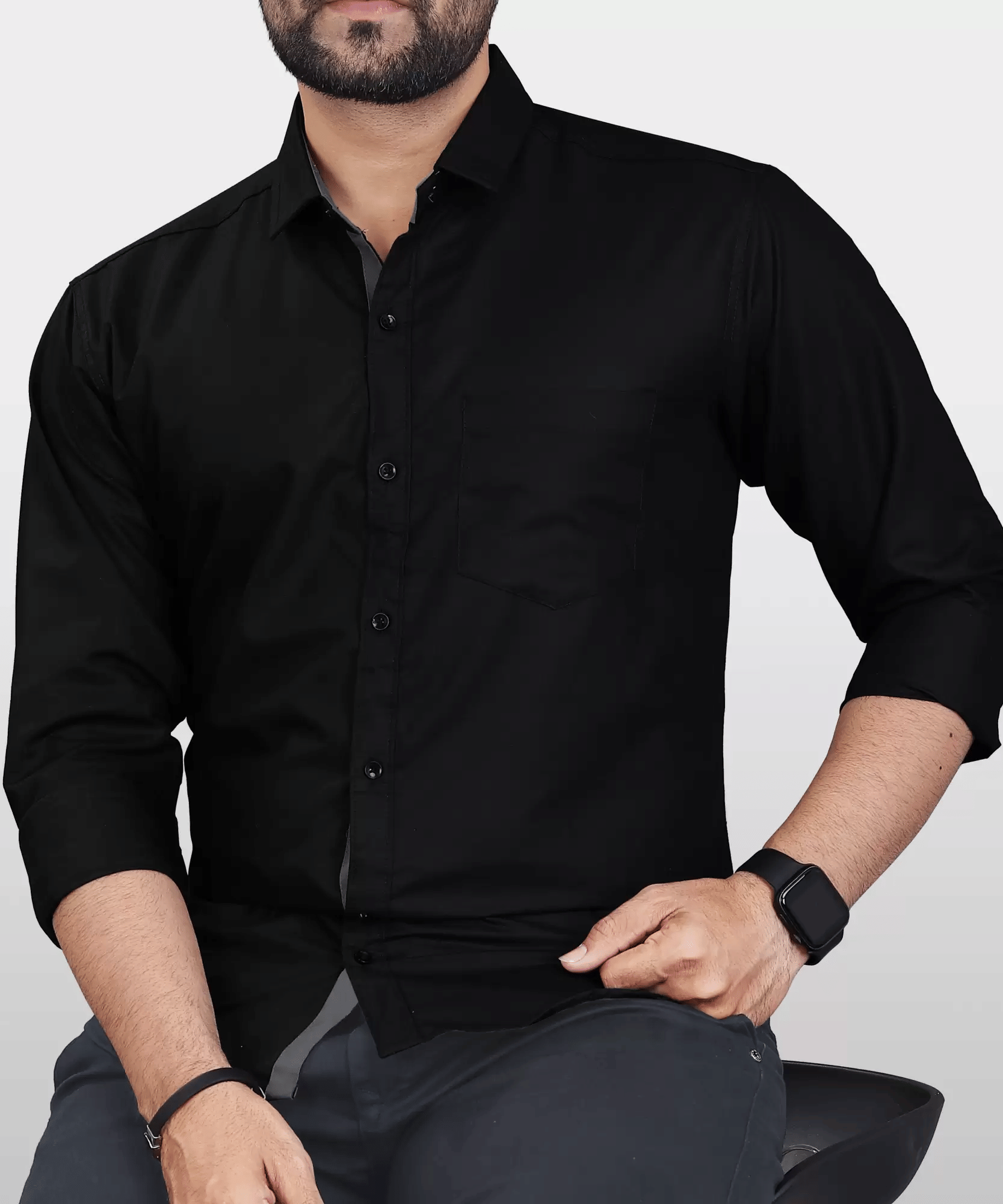 VERTUSY Cotton Blend Regular Fit Solids Full Sleeves Men's Casual Shirt - Black ( Pack of 1 ) VERTUSY Cotton Blend Regular Fit Solids Full Sleeves Men's Casual Shirt - Black ( Pack of 1 )