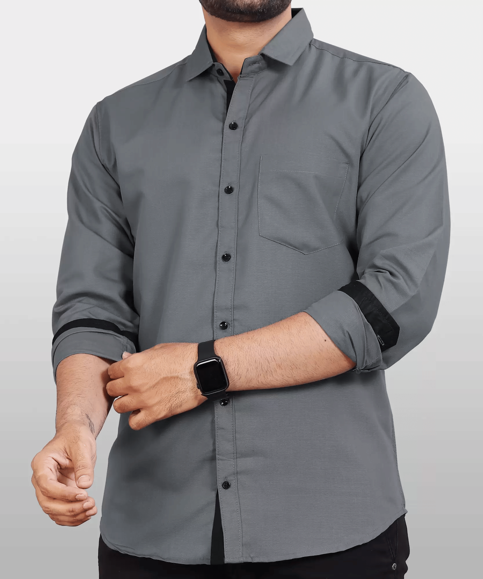     			VERTUSY Cotton Blend Regular Fit Solids Full Sleeves Men's Casual Shirt - Grey ( Pack of 1 )
