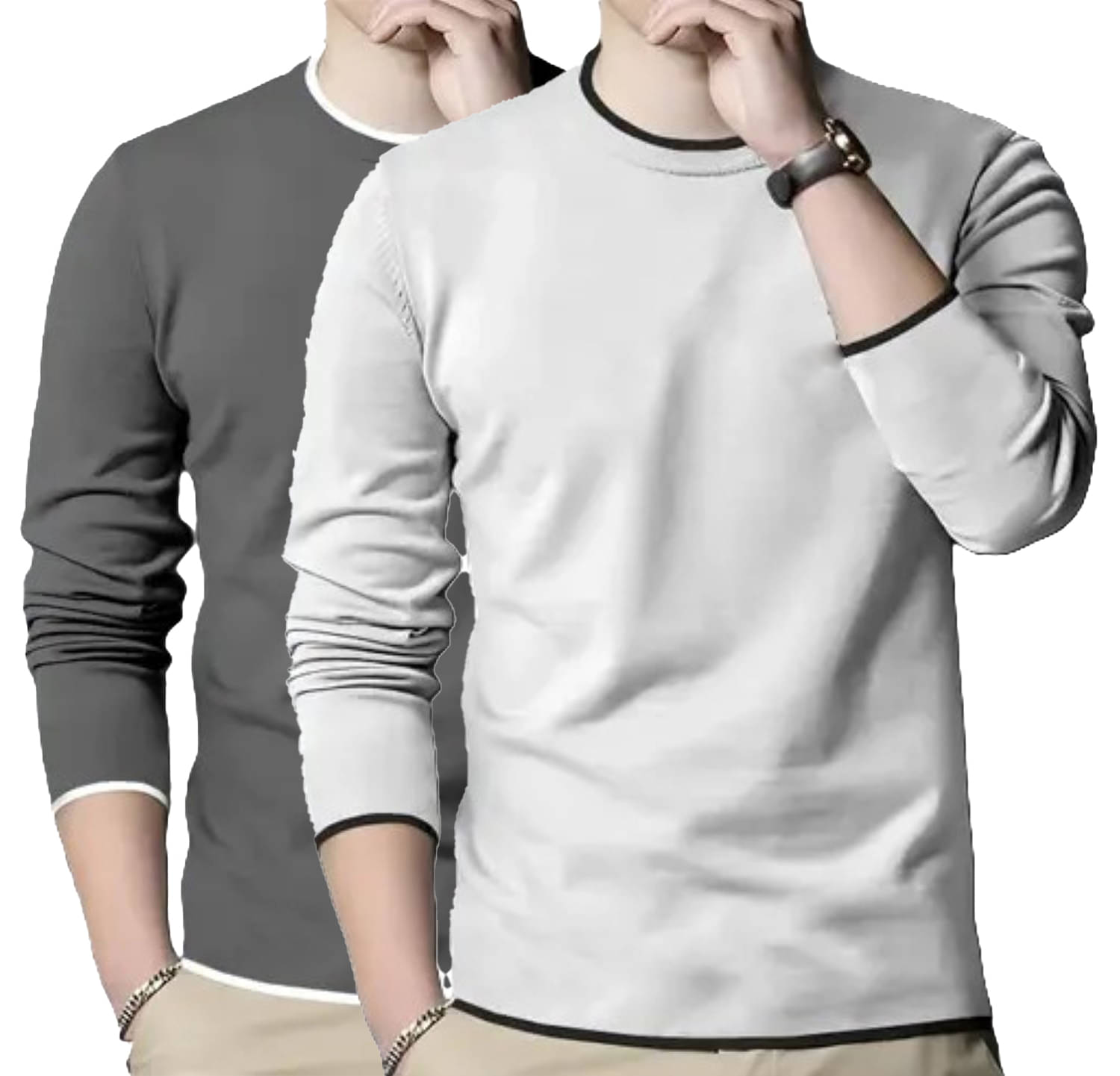 Volex Cotton Blend Regular Fit Solid Full Sleeves Men's Round T-Shirt - Multicolor ( Pack of 2 ) Volex Cotton Blend Regular Fit Solid Full Sleeves Men's Round T-Shirt - Multicolor ( Pack of 2 )