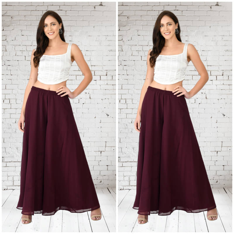     			YASHASVI ENTERPRISE - Maroon Georgette Women's Palazzo ( Pack of 2 )