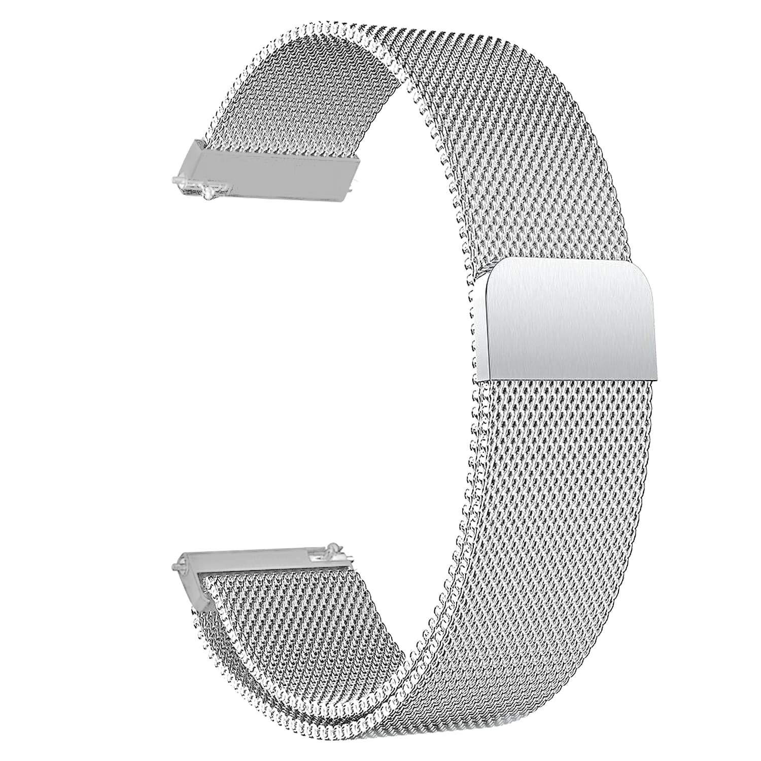     			ACM Watch Strap Magnetic 22mm compatible with Pebble Magnum Smartwatch Luxury Metal Chain Band Silver