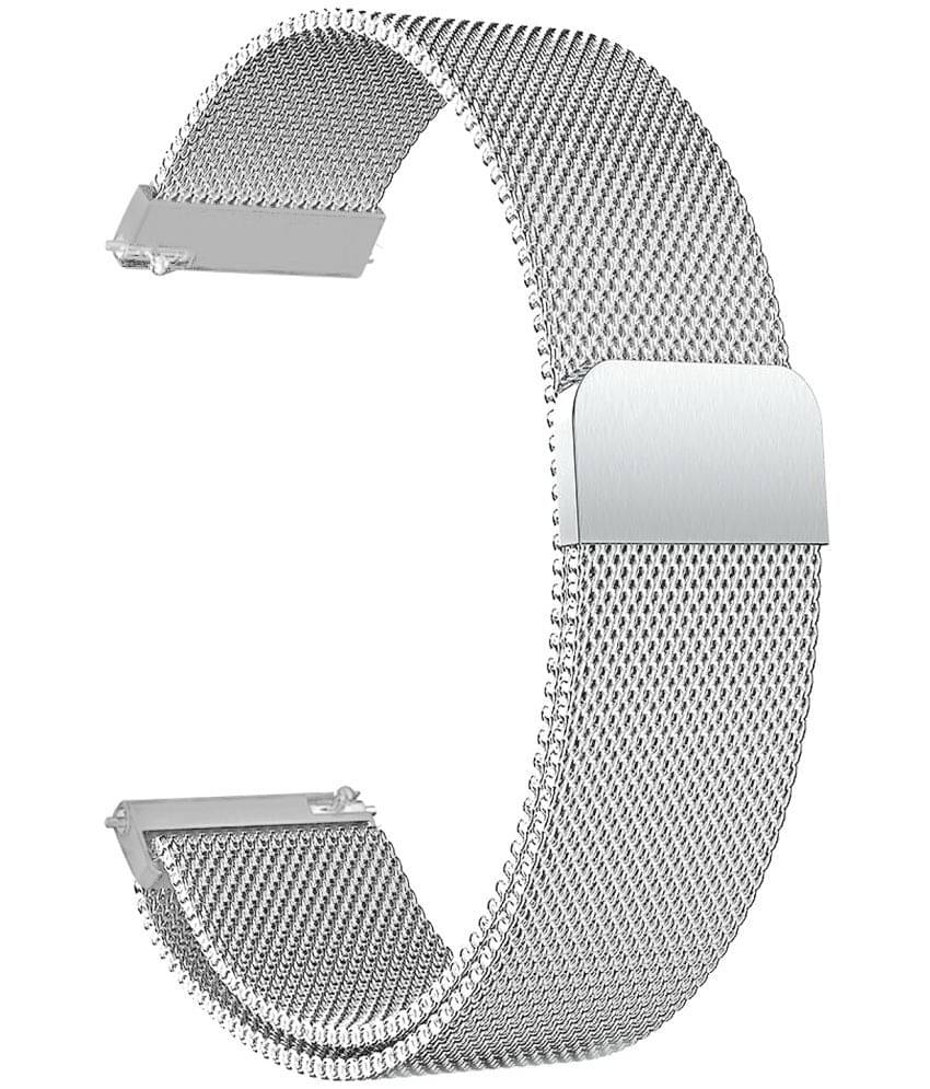     			ACM Watch Strap Magnetic 22mm compatible with Boat Lunar Space Plus Smartwatch Luxury Metal Chain Band Silver