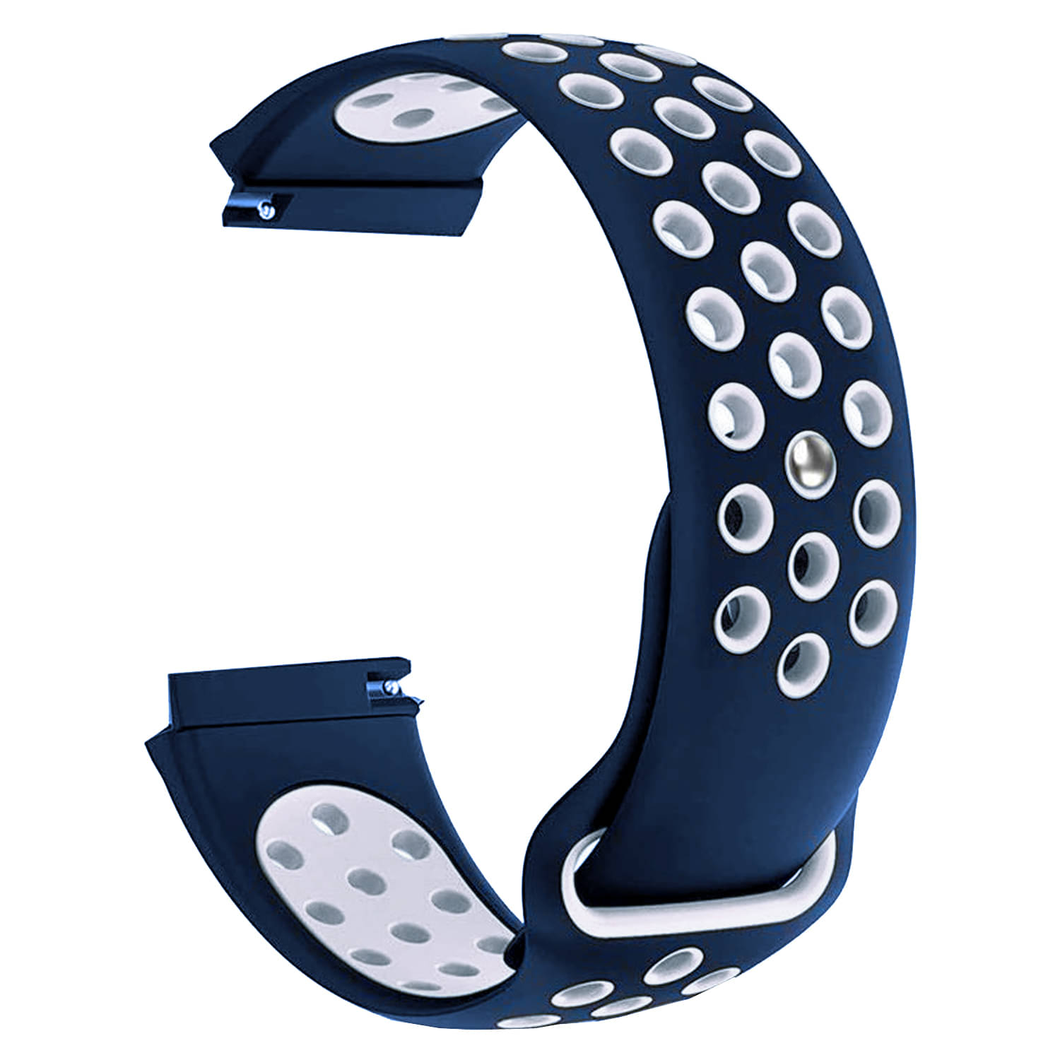 ACM Watch Strap Silicone Belt 22mm compatible with Hammer Polar Smartwatch Sports Dot Band Blue with White ACM Watch Strap Silicone Belt 22mm compatible with Hammer Polar Smartwatch Sports Dot Band Blue with White