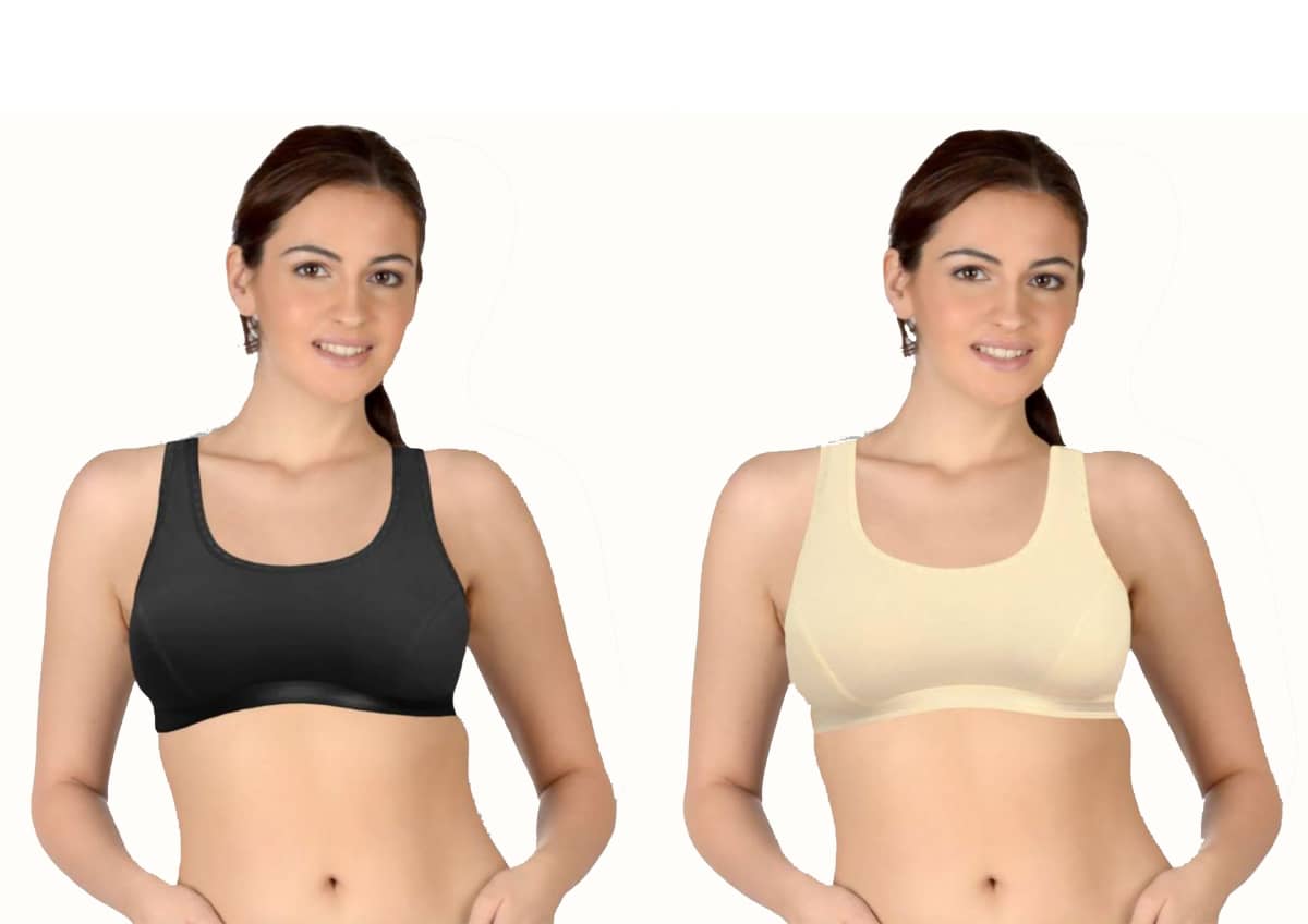 Ishant Pack of 2 Cotton Non Padded Shaping Bra For Women ( Black,Beige )