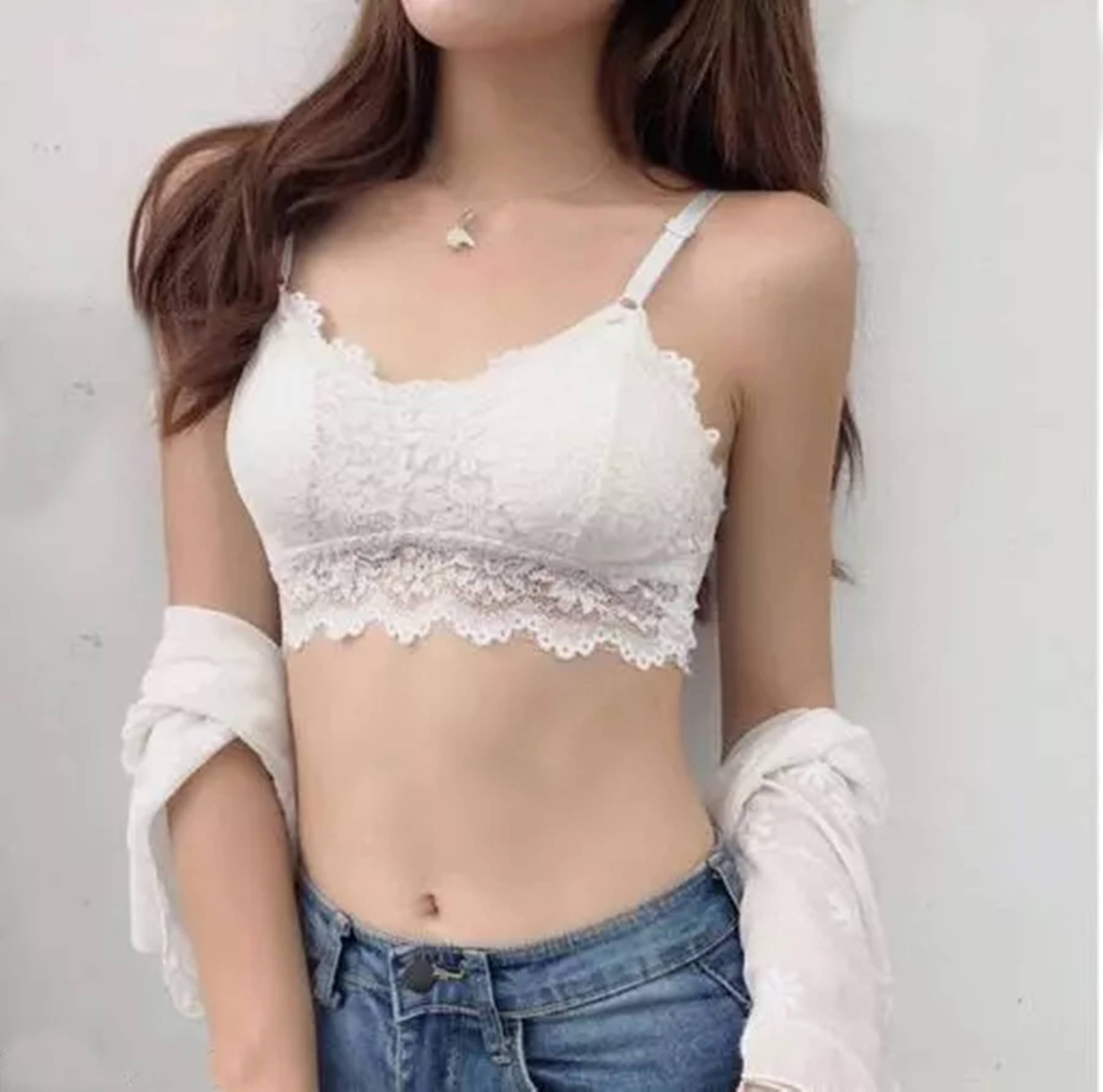Kamini Pack of 1 Lace Lightly Padded Bralette Bra For Women ( White ) Kamini Pack of 1 Lace Lightly Padded Bralette Bra For Women ( White )