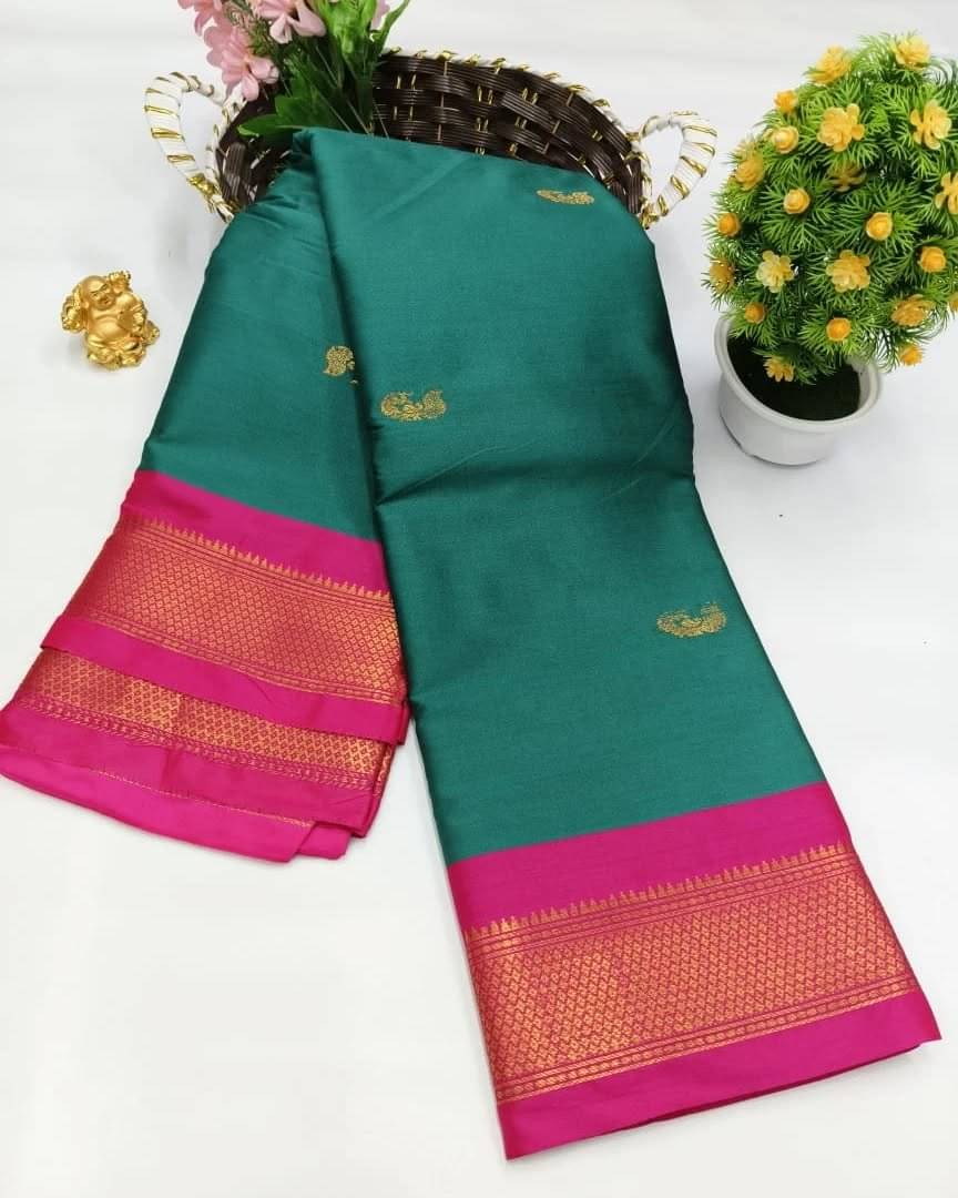 A TO Z CART Cotton Silk Woven Saree With Unstitched Blouse Piece ( Rama ) A TO Z CART Cotton Silk Woven Saree With Unstitched Blouse Piece ( Rama )