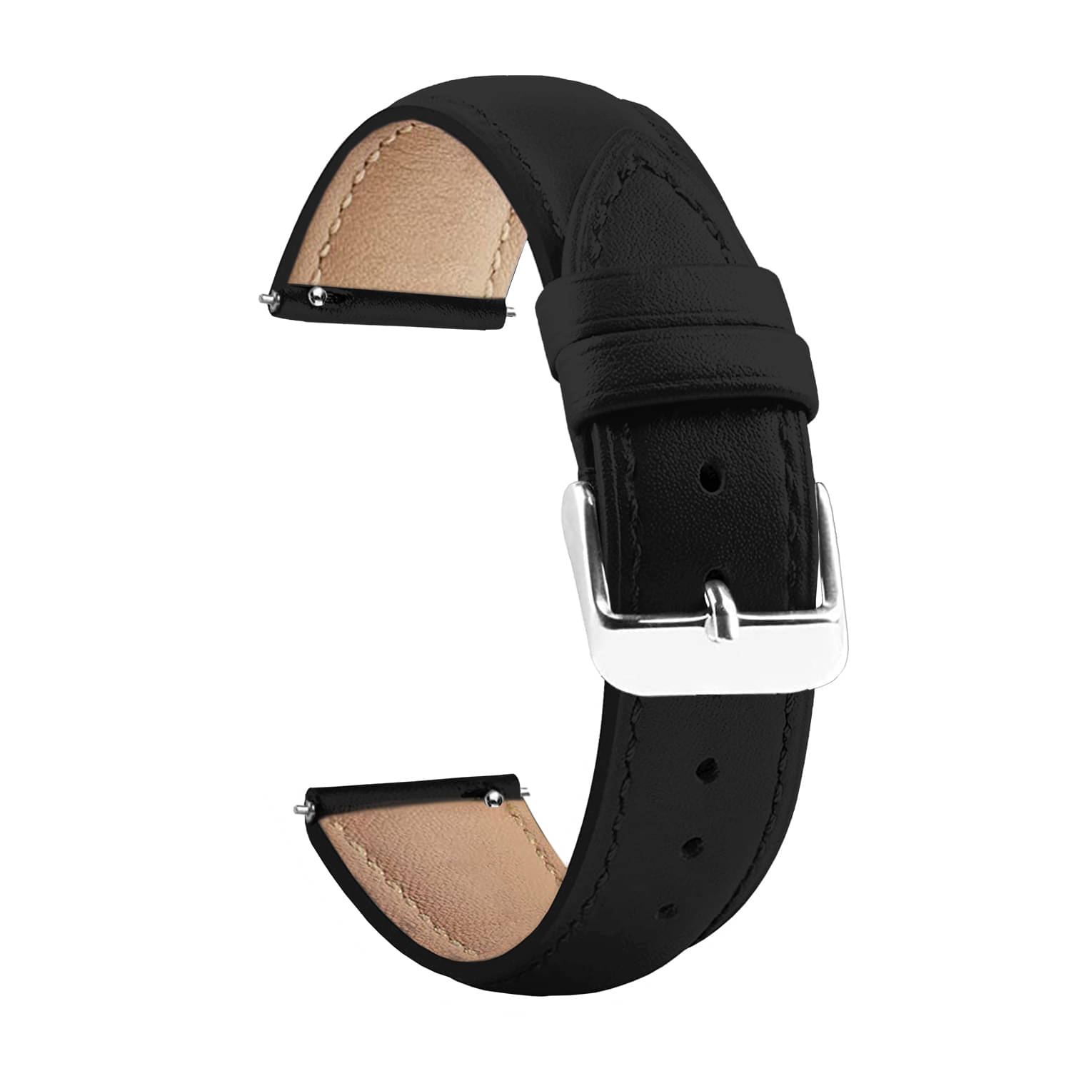     			ACM Watch Strap Leather Belt 22mm compatible with Pebble Astra Smartwatch Casual Classic Band Black