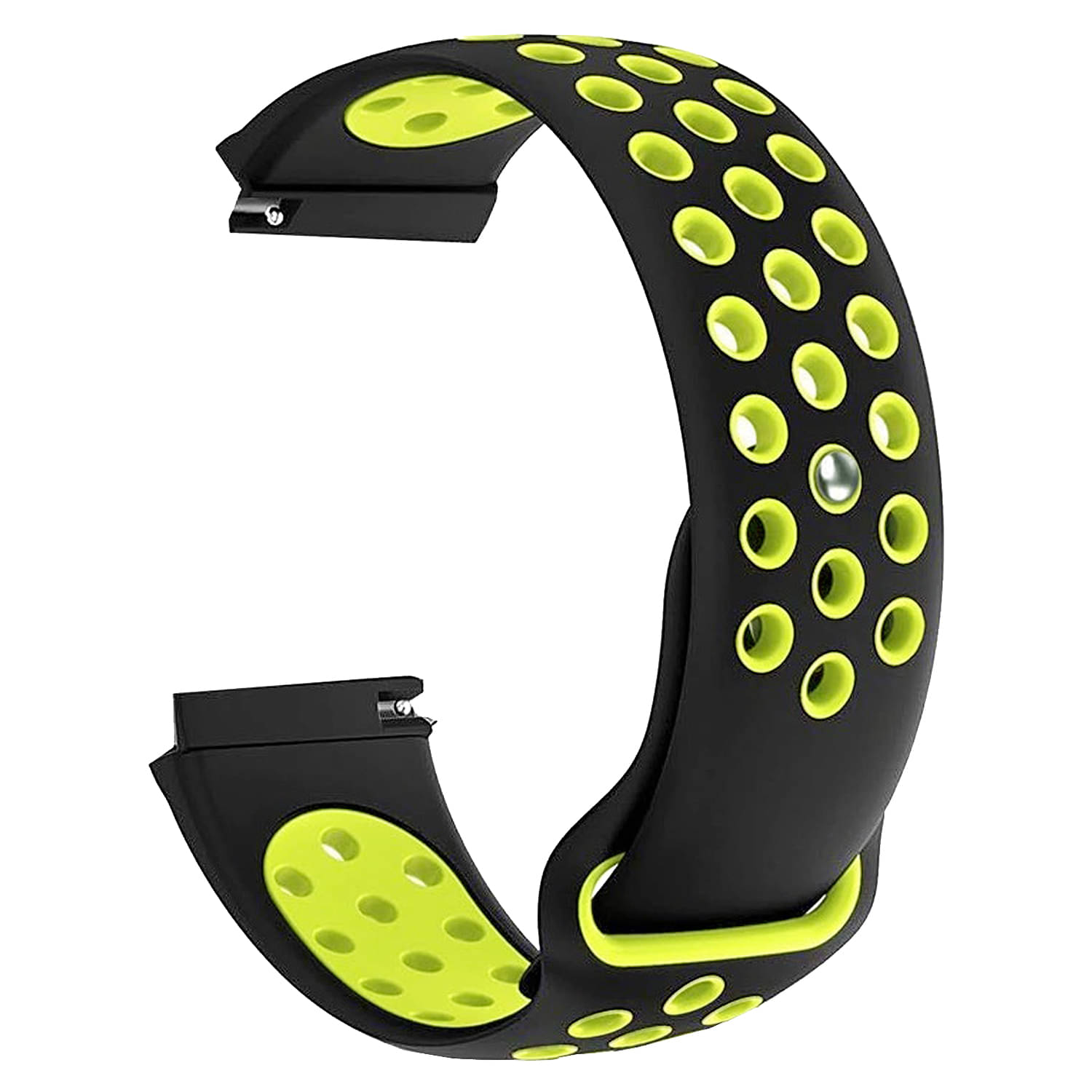     			ACM Watch Strap Silicone Belt 22mm compatible with Pebble Elevate Smartwatch Sports Dot Band Black with Neon Green
