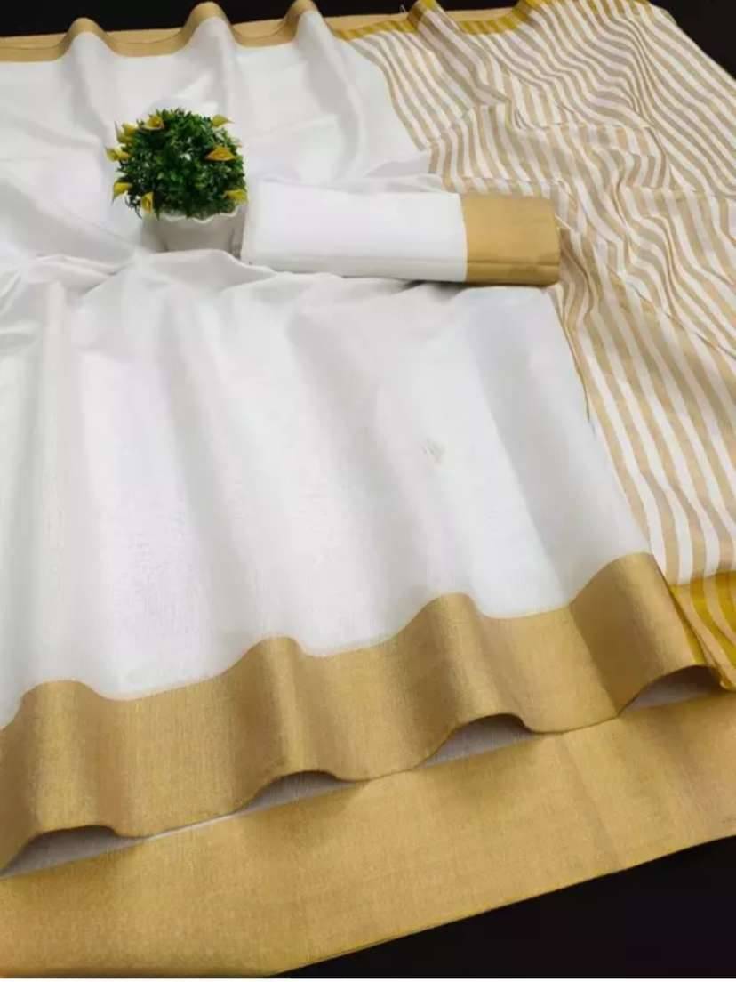 JULEE Chanderi Woven Saree With Unstitched Blouse Piece ( White ) JULEE Chanderi Woven Saree With Unstitched Blouse Piece ( White )