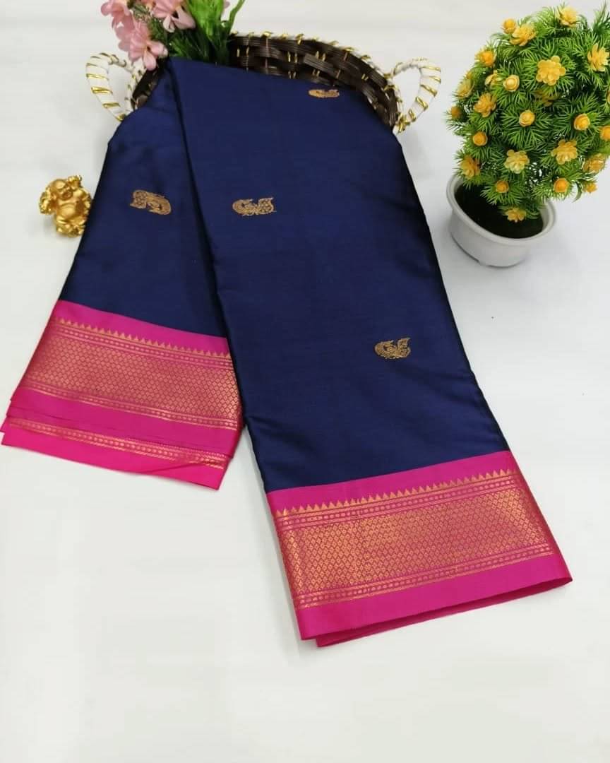     			KV Fashion Cotton Silk Woven Saree With Unstitched Blouse Piece ( Blue )