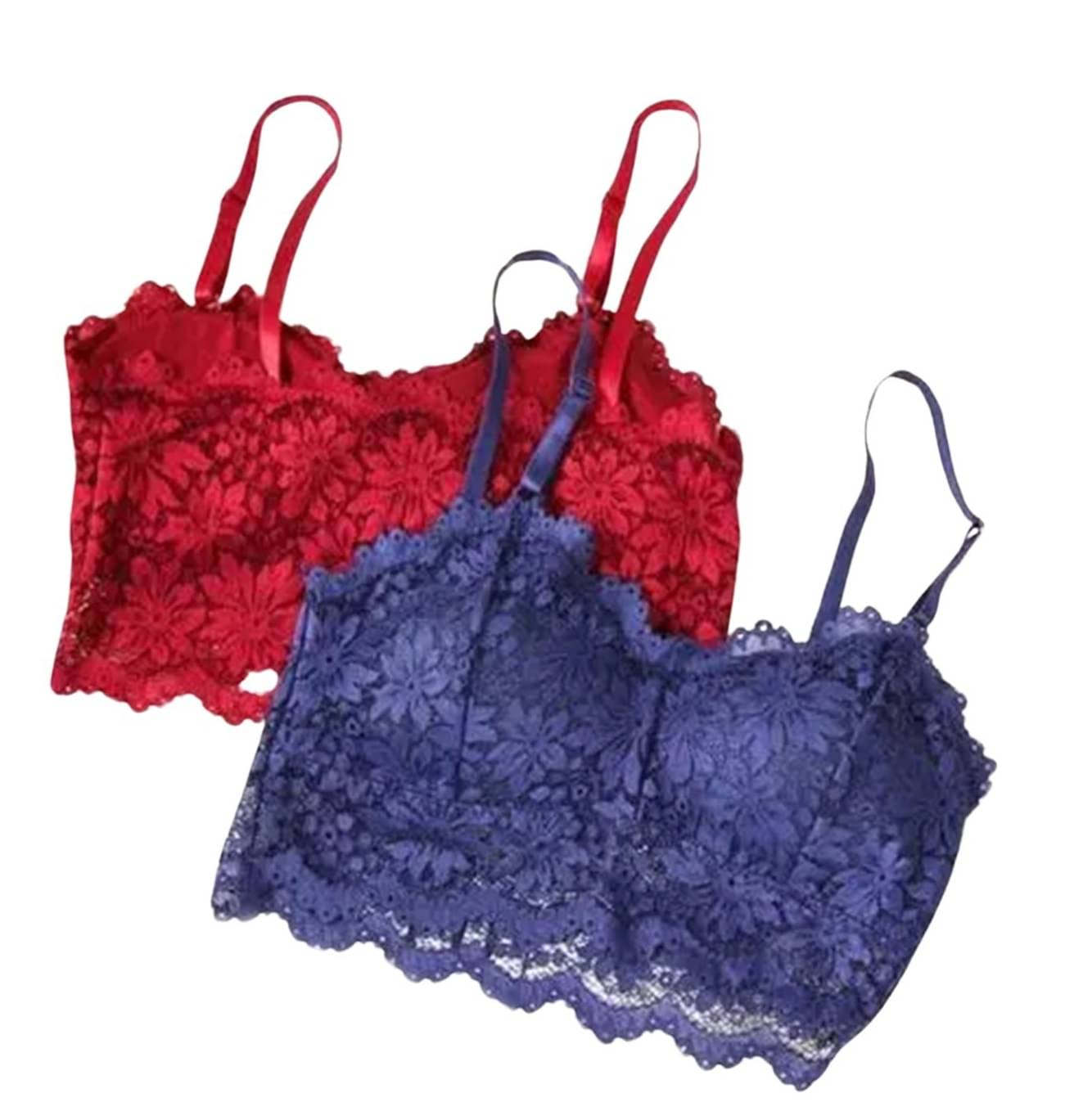     			Kamini Pack of 2 Lace Lightly Padded Bralette Bra For Women ( Multicolor6 )
