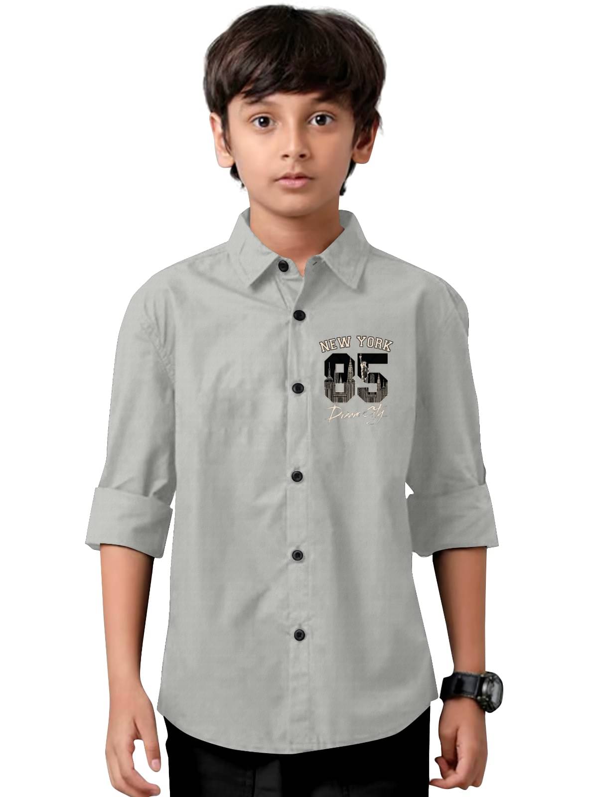     			Laadli Pack of 1 Baby Boys Cotton Blend Full Sleeves Shirt ( Grey )