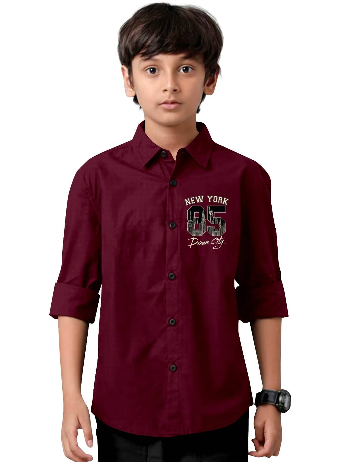     			Laadli Pack of 1 Boys Cotton Blend Full Sleeves Shirt ( Maroon )