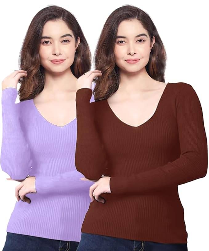    			Louis Craft Purple Cotton Women's Regular Top ( Pack of 2 )