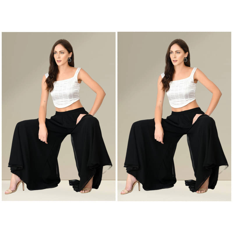 YASHASVI ENTERPRISE - Black Georgette Women's Palazzo ( Pack of 2 ) YASHASVI ENTERPRISE - Black Georgette Women's Palazzo ( Pack of 2 )