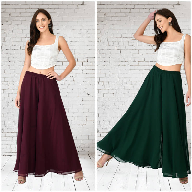 YASHASVI ENTERPRISE - Green Georgette Women's Palazzo ( Pack of 2 ) YASHASVI ENTERPRISE - Green Georgette Women's Palazzo ( Pack of 2 )