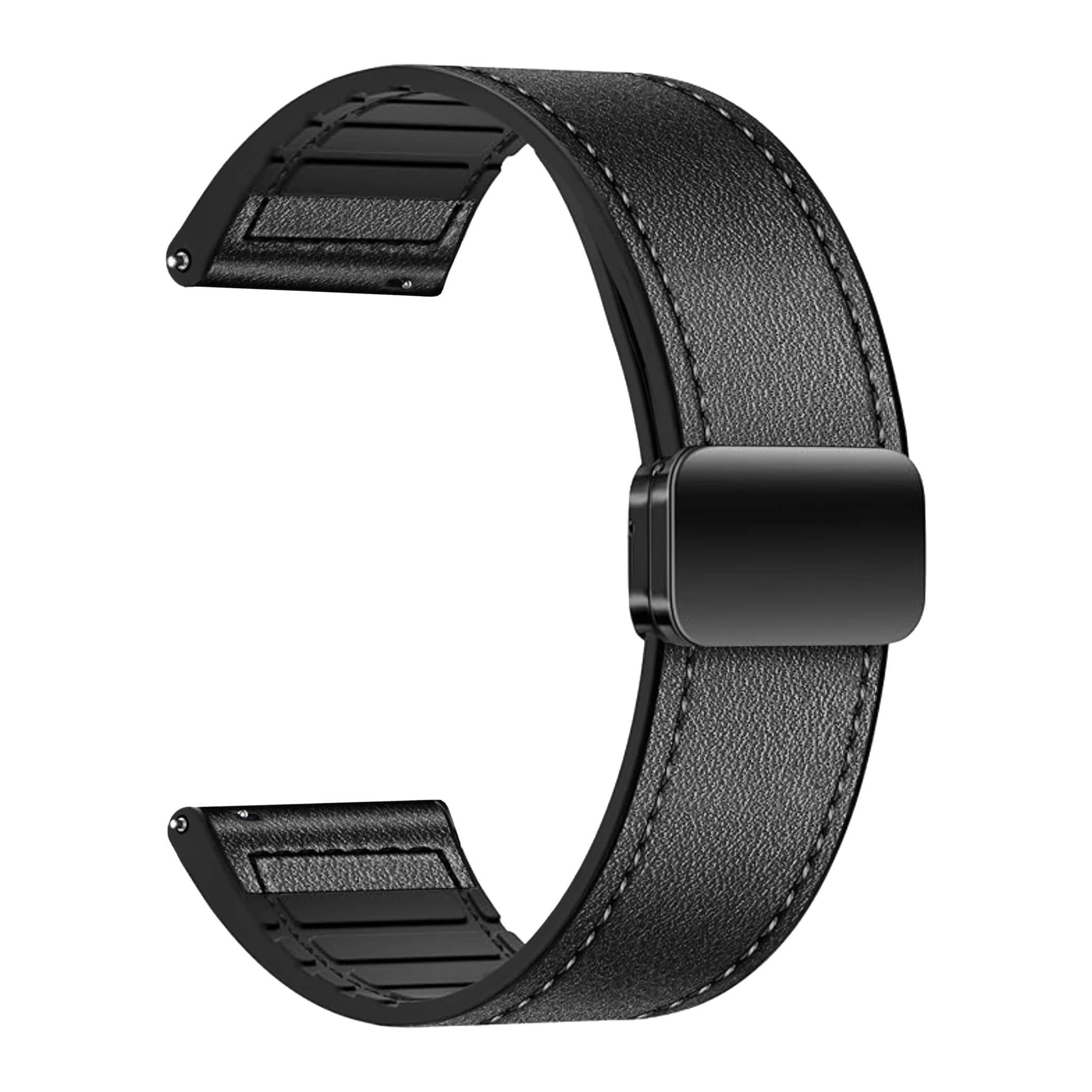 ACM Watch Strap Leather Magnetic Silicone 22mm compatible with Titan Zeal Smartwatch Belt Luxury Band Black ACM Watch Strap Leather Magnetic Silicone 22mm compatible with Titan Zeal Smartwatch Belt Luxury Band Black