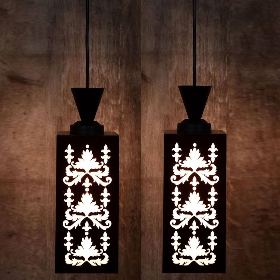     			AFAST Wood Black Ceiling Lights - Pack Of 2
