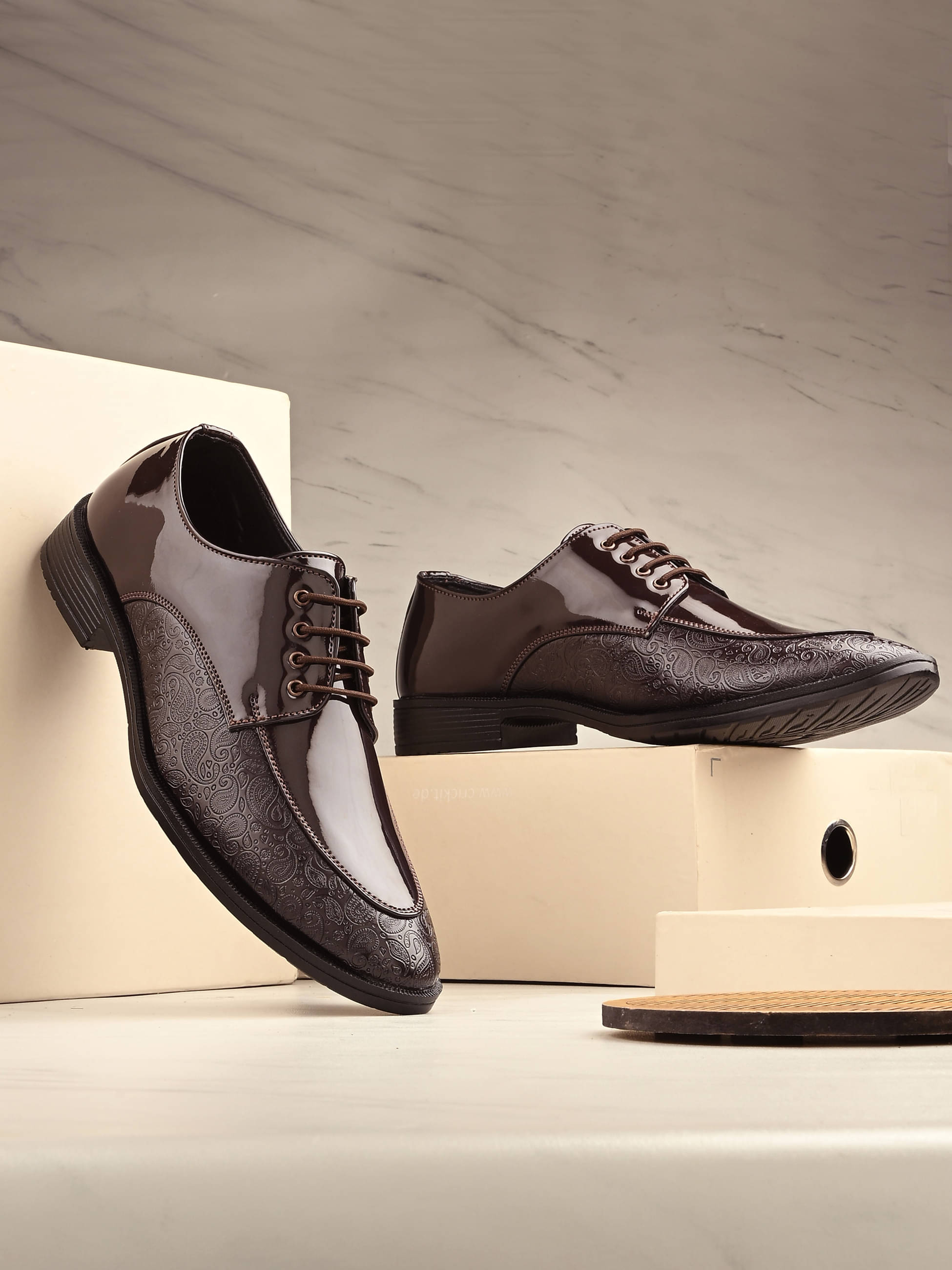     			Aadi Brown Men's Derby Formal Shoes