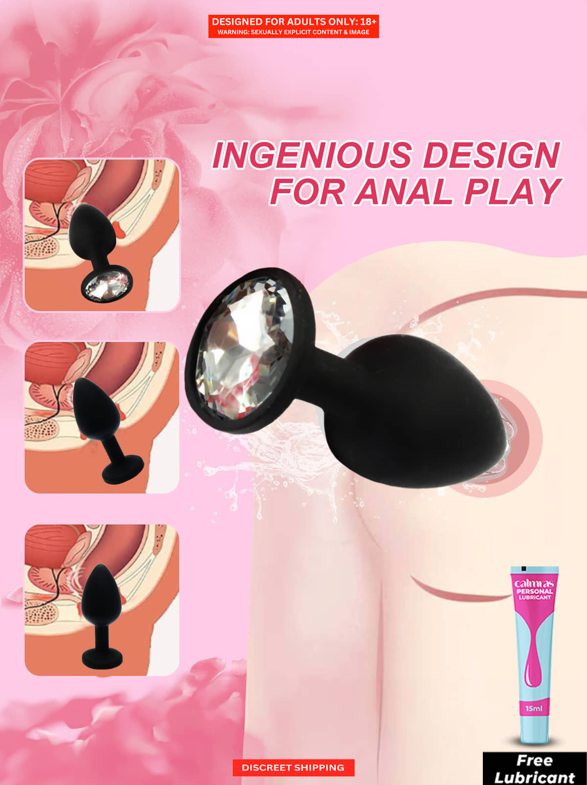 Buy Anal Plug with Removal Jewel- Small Anal Butt Plug 3 inch Full Length |  Silicone Safe Material, Black Color Anal Toys for Women - Price ₹999
